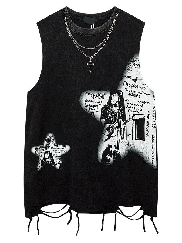 Letter Printed Loose-fit Ins Tank Tops - Image 2