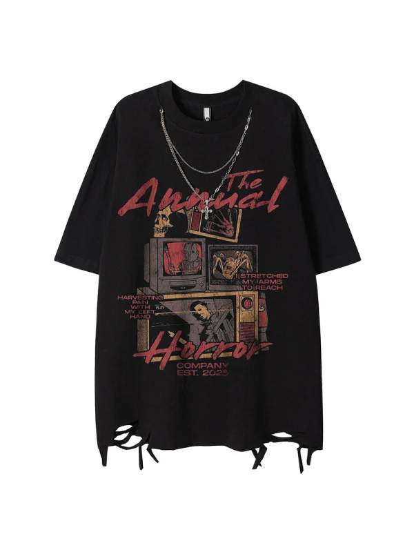 Vintage Hip Hop Loose-fit T-shirts - Image 2