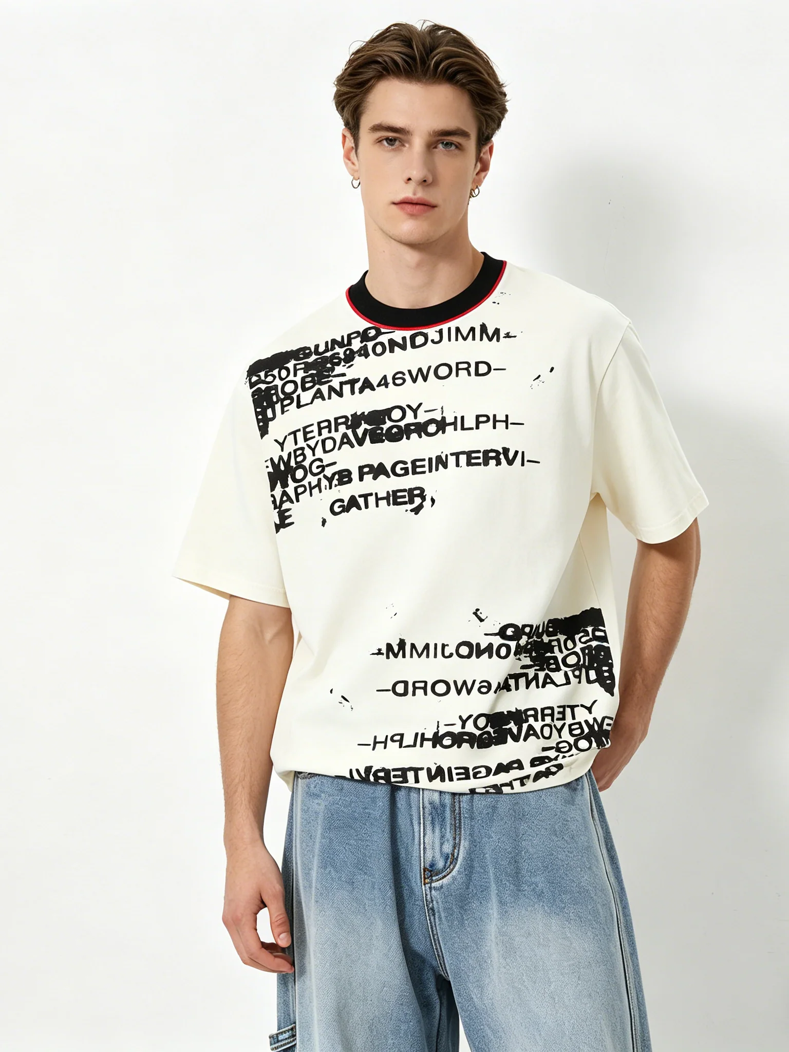 Vintage Letter Printed Loose-fit Ins T-shirts