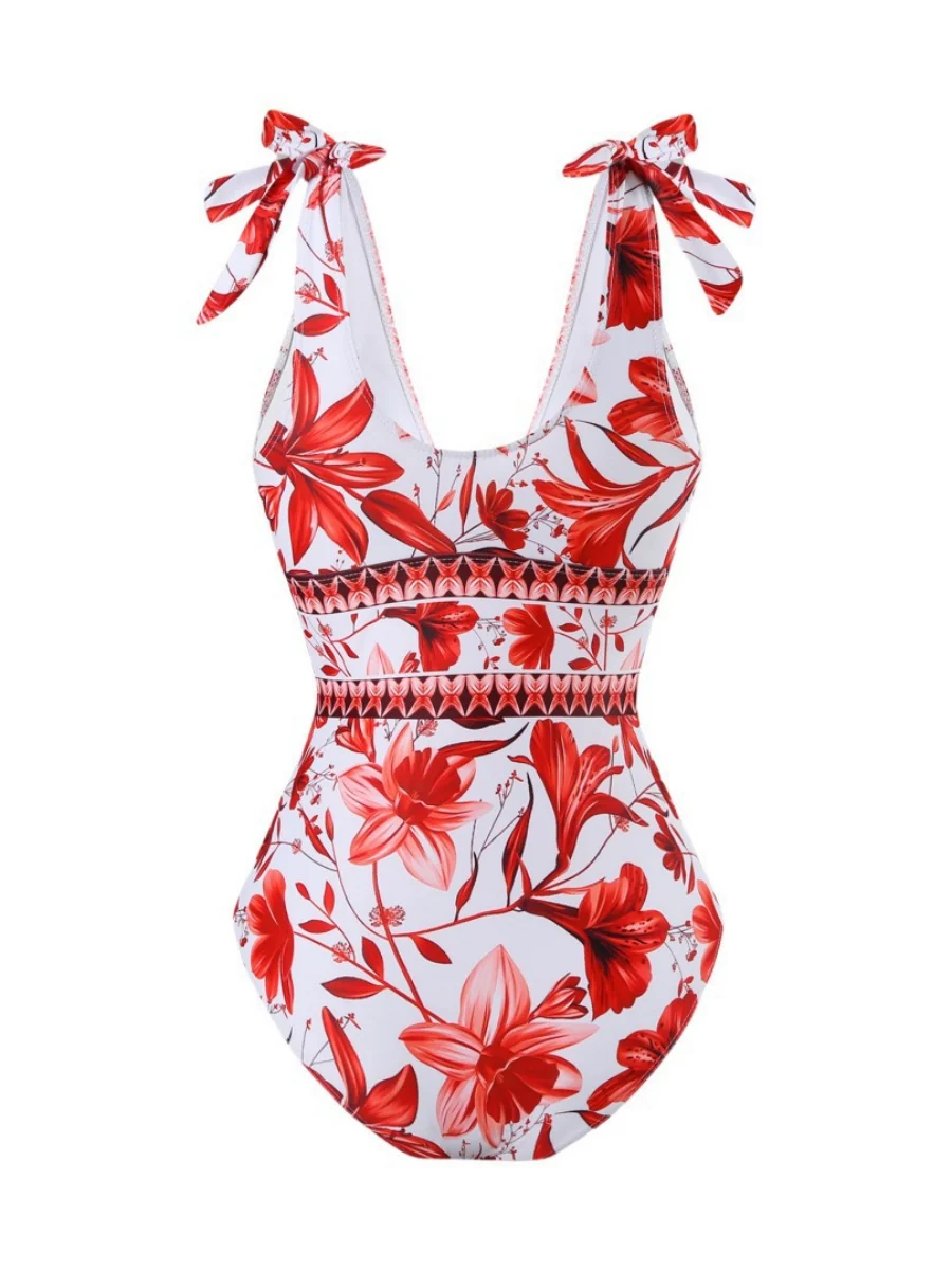 Blue And White Porcelain Print One-piece Slimming And Figure-flattering Long Swimsuit And Sun Protection Dress Two-piece Set - Image 21