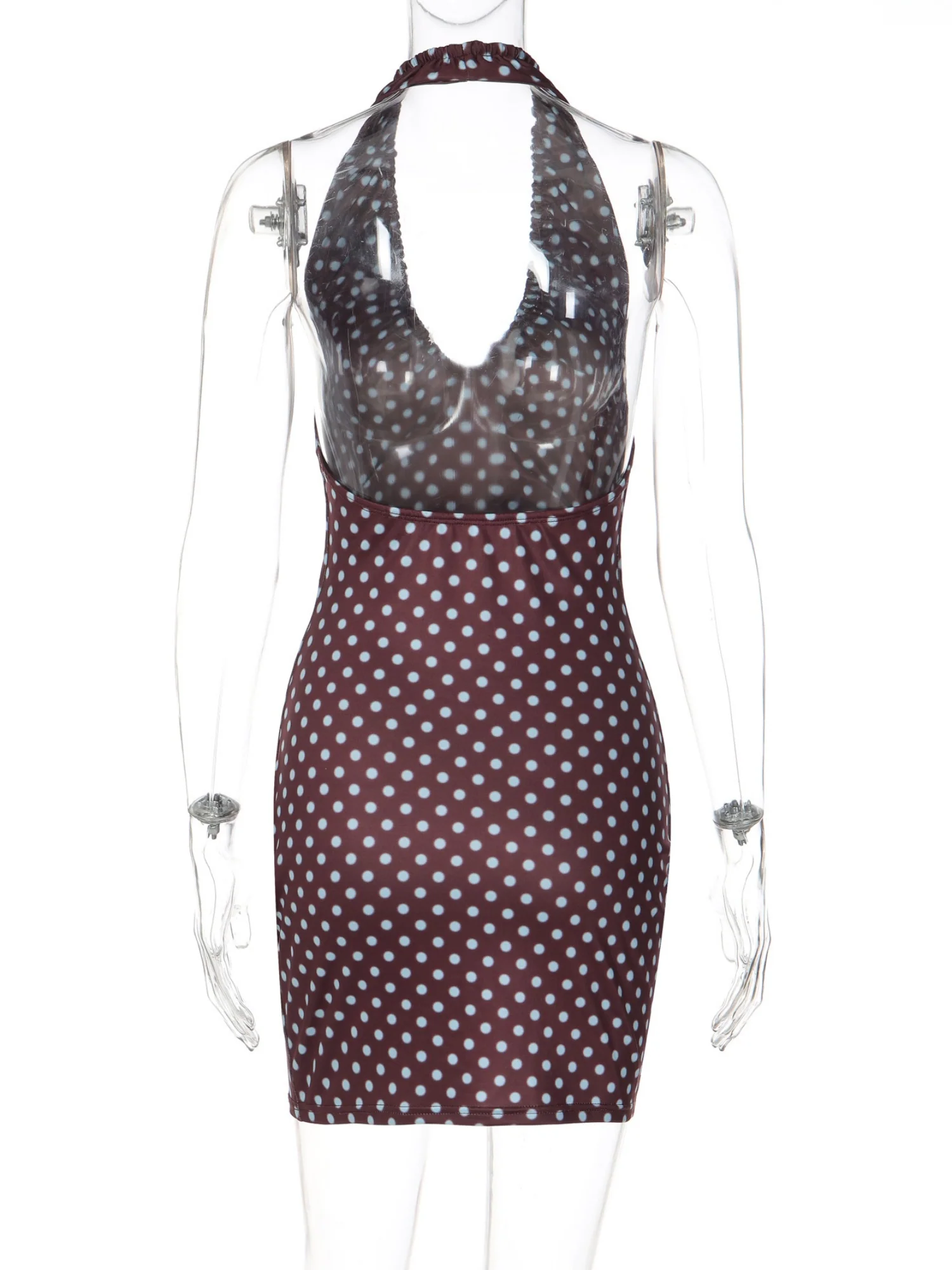 Polka Dots Neck Strap Slim Fit Hip Body Mini&Short Dresses - Image 5