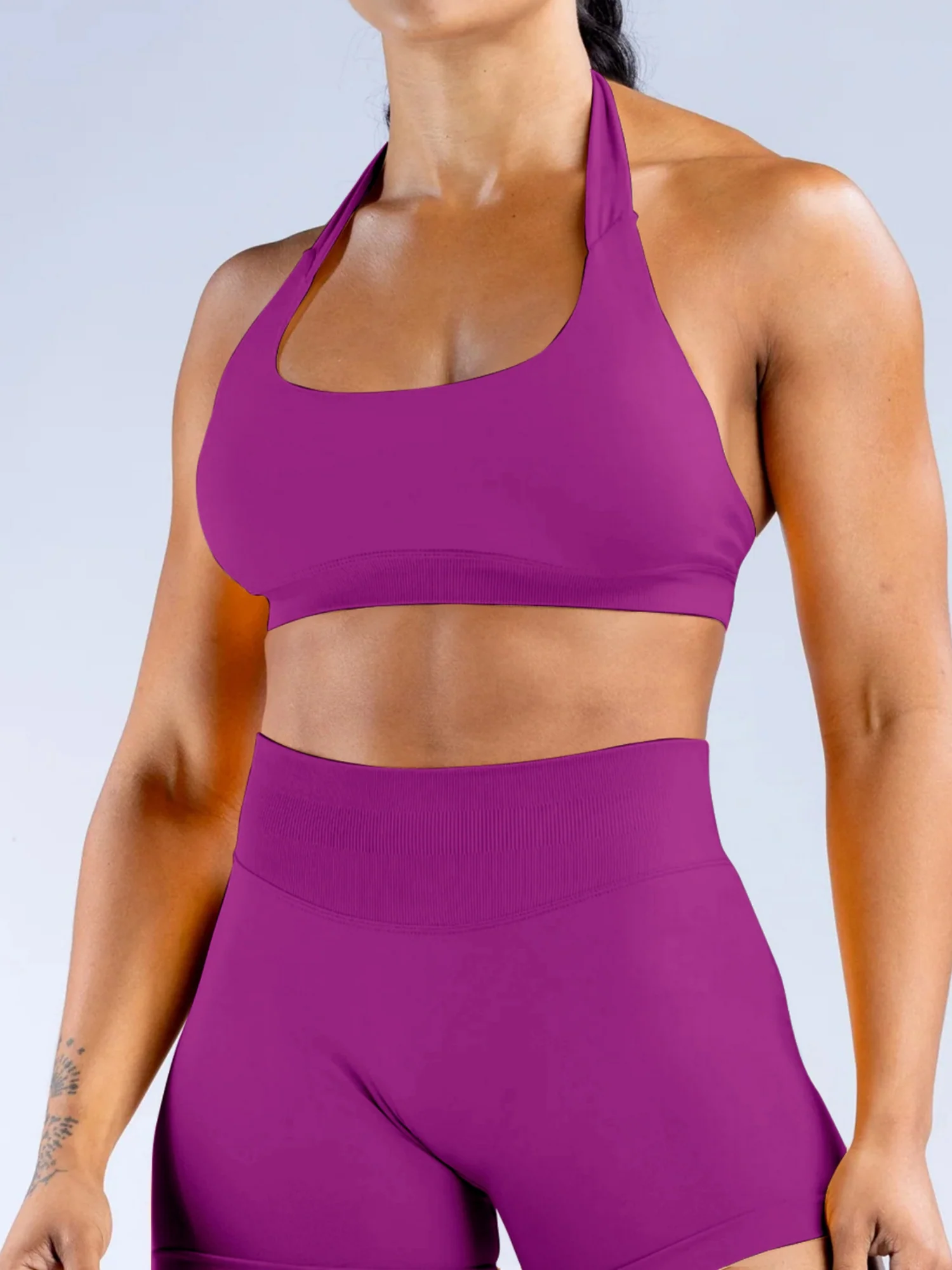 Seamless With Breast Pads Pleated Exercise Yoga Halter Bra Vest - Image 15