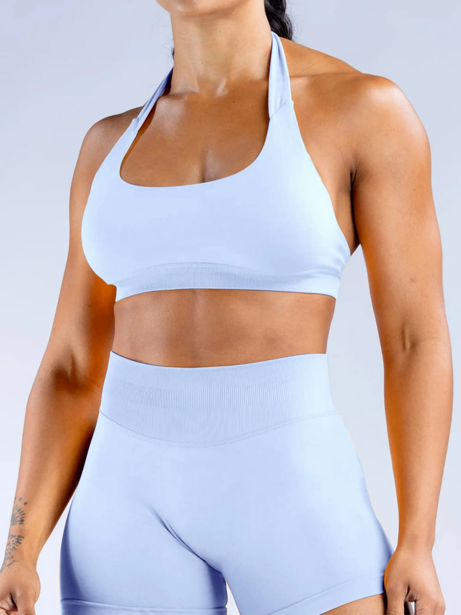 Seamless With Breast Pads Pleated Exercise Yoga Halter Bra Vest - Image 8