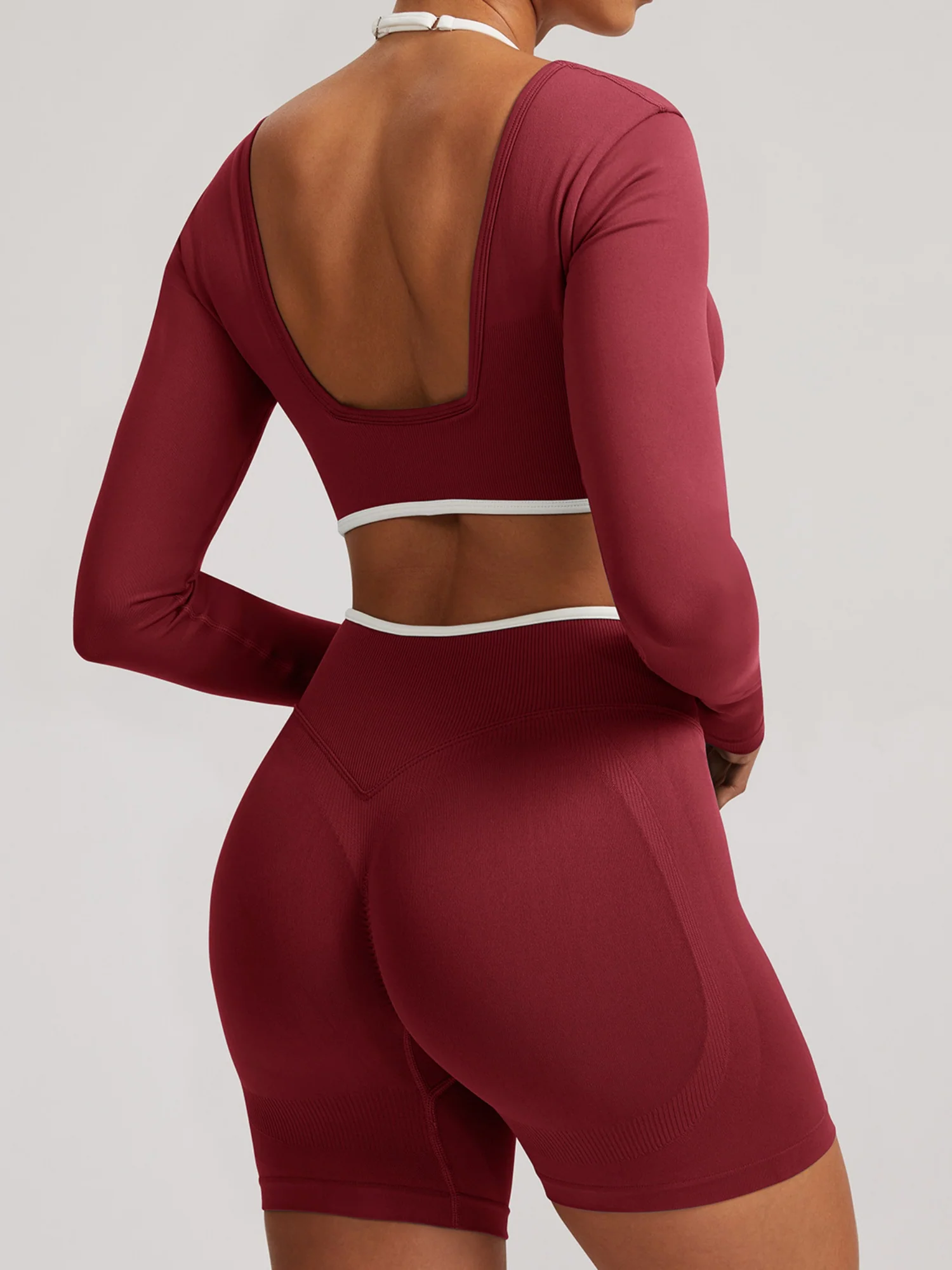 Seamless Faux Two-Piece Exercise And Fitness Yoga Long-sleeved Top - Image 2