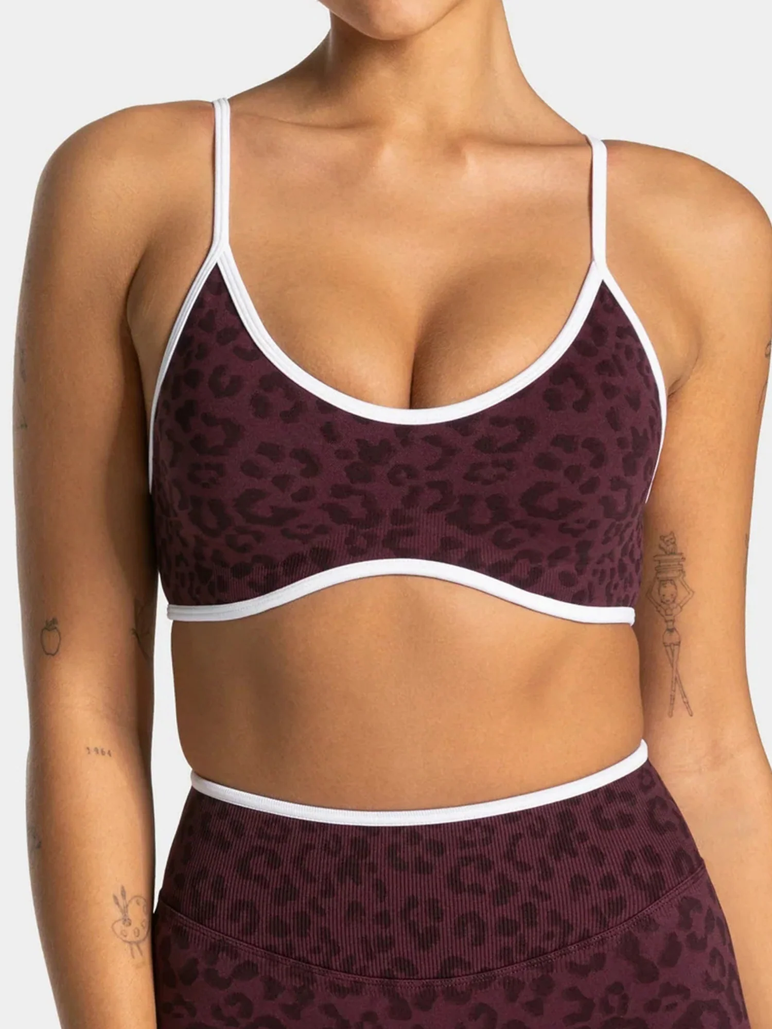 Leopard Print Contrasting Edging Yoga Bra Shockproof Slings Sports Vest - Image 5