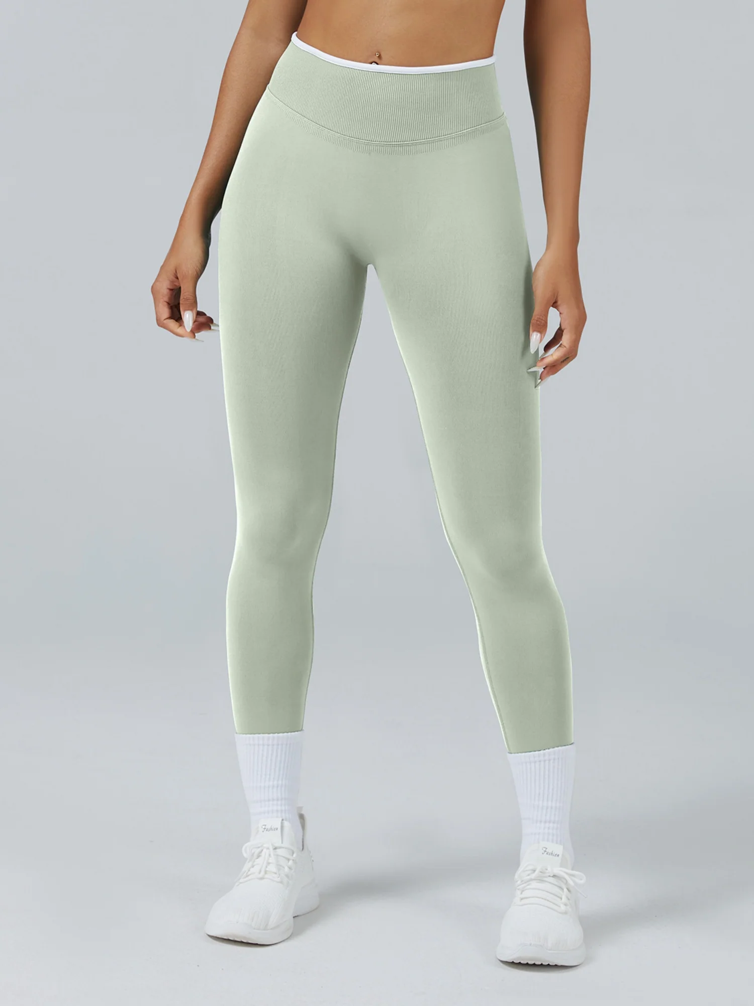 Color Matching Seamless High-waisted Hip Lift Exercise Yoga Pants - Image 10