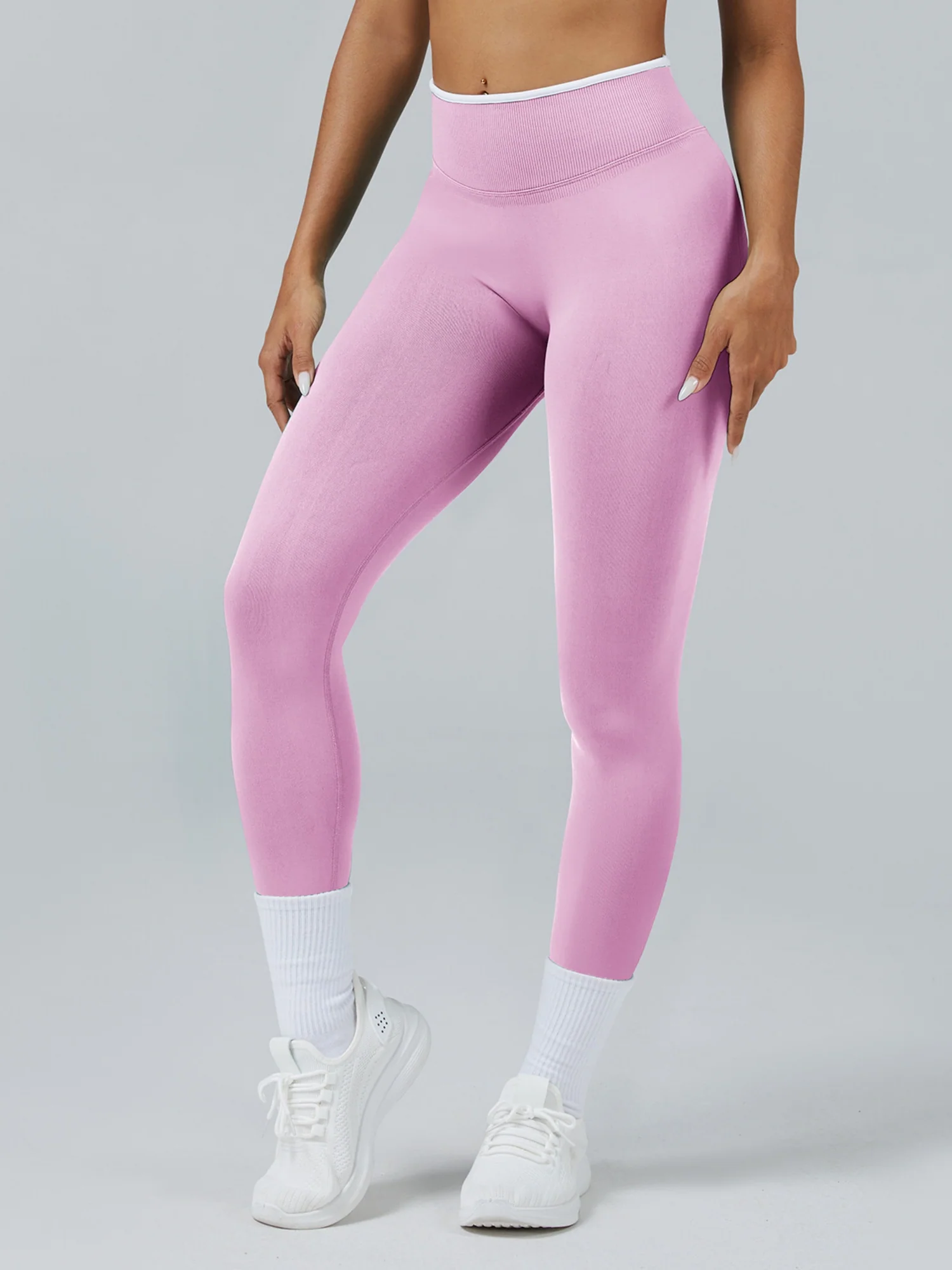 Color Matching Seamless High-waisted Hip Lift Exercise Yoga Pants - Image 11