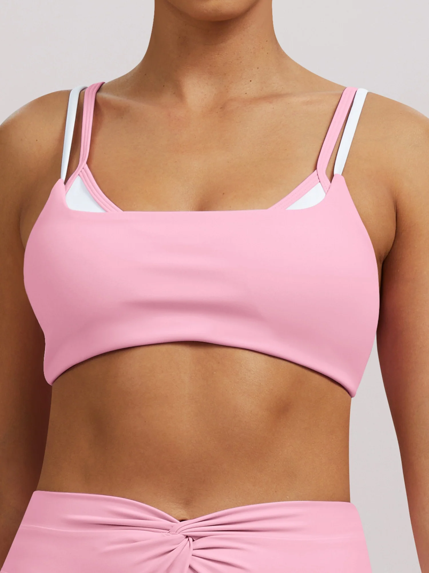 Color-blocked Double Straps Yoga Fitness Exercise Beautiful Back Bra Sports Bra - Image 5