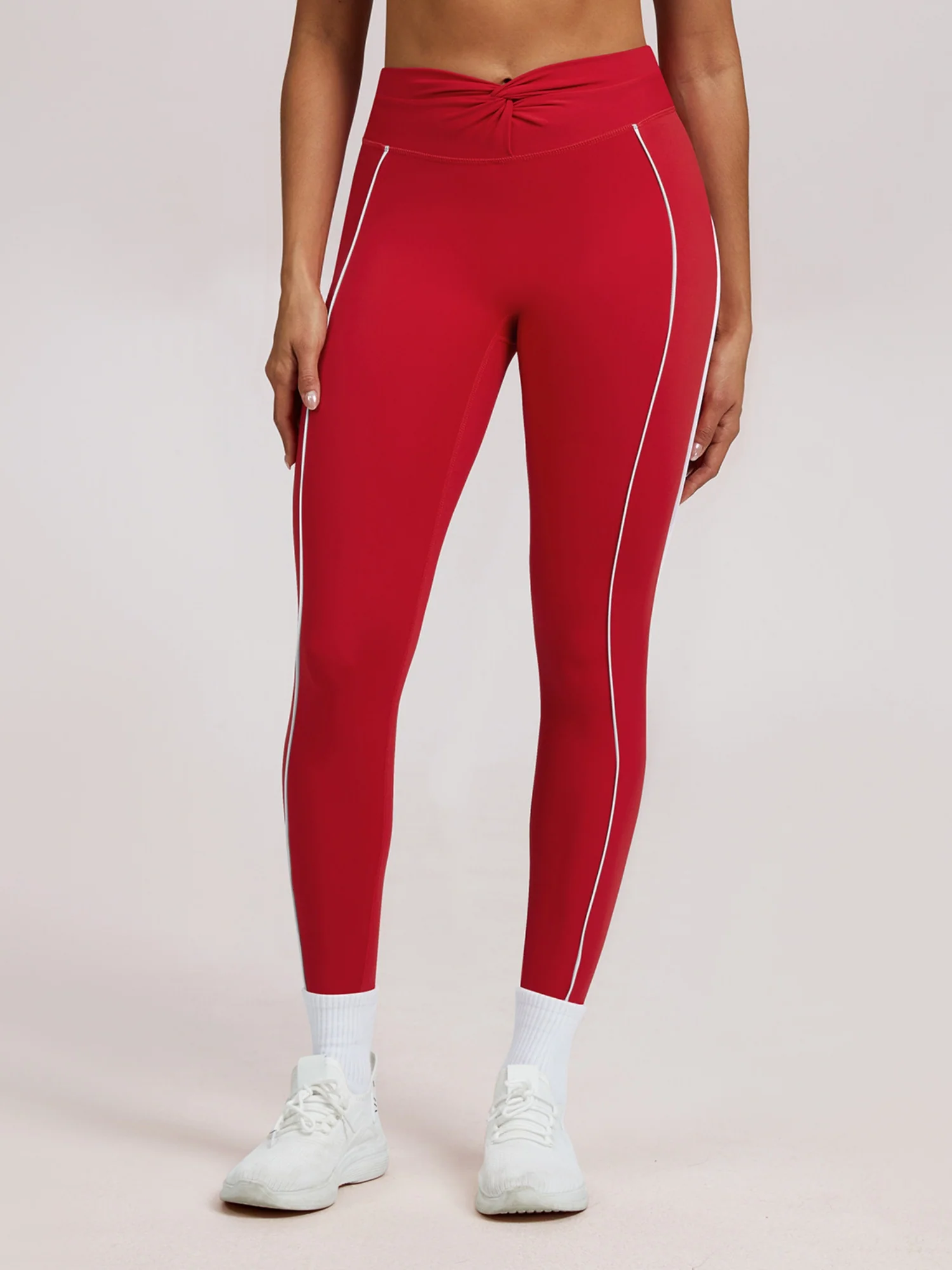 Color-blocked Twisted High-waisted Yoga Fitness Exercise Pants - Image 2