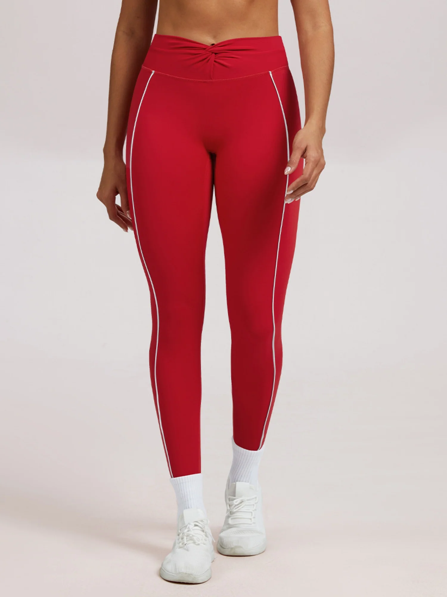 Color-blocked Twisted High-waisted Yoga Fitness Exercise Pants - Image 4