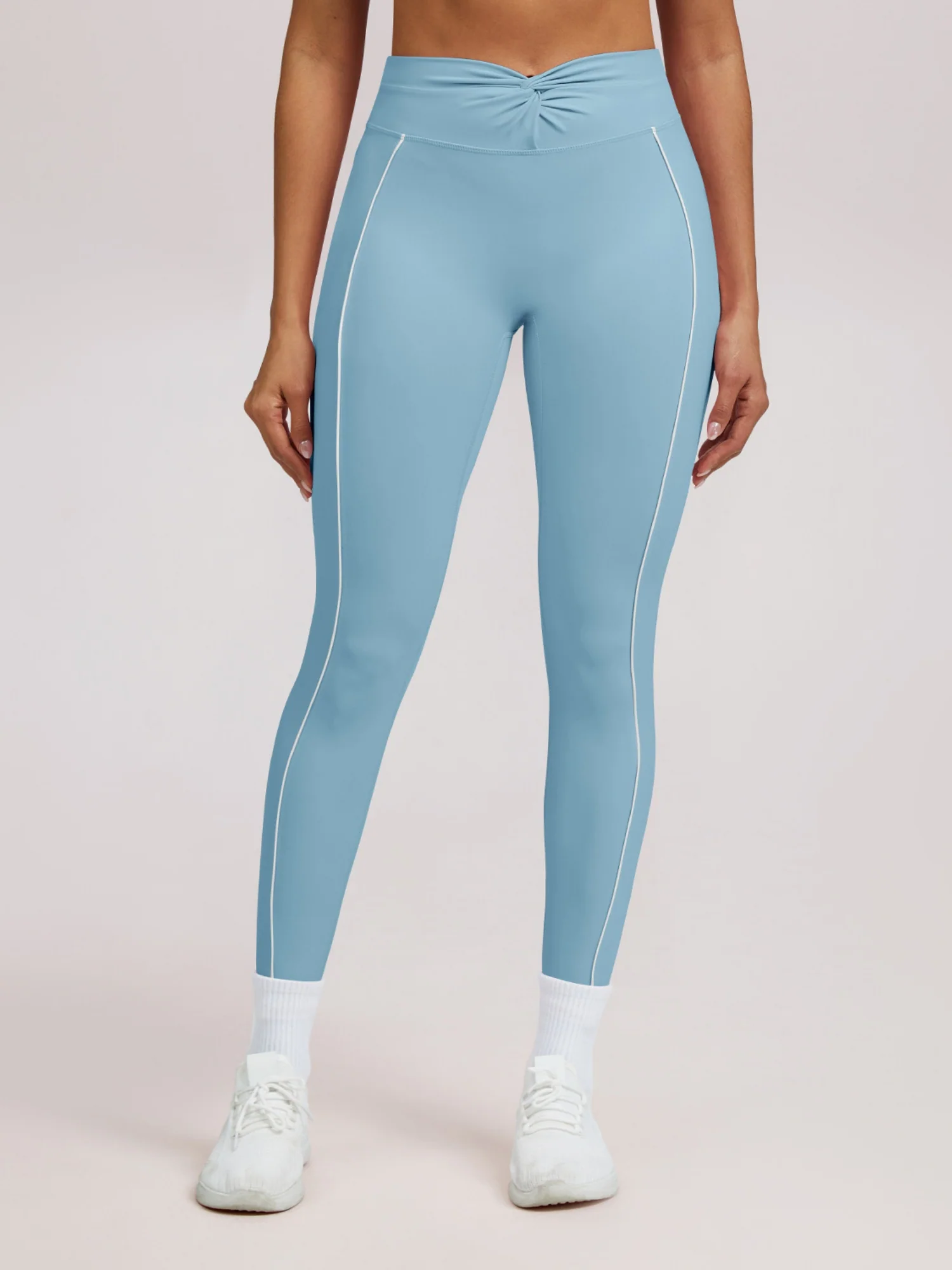 Color-blocked Twisted High-waisted Yoga Fitness Exercise Pants - Image 6