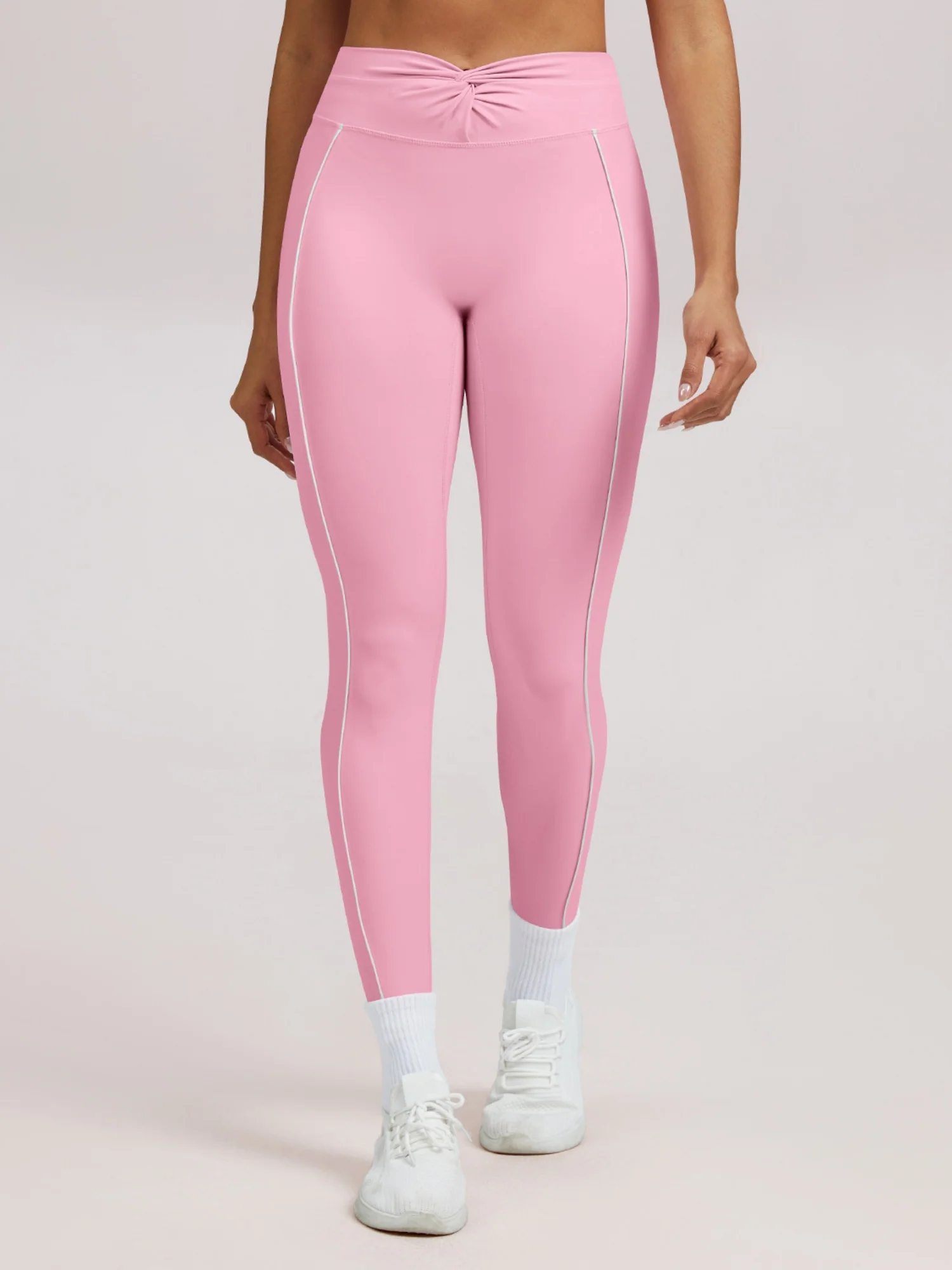 Color-blocked Twisted High-waisted Yoga Fitness Exercise Pants - Image 7