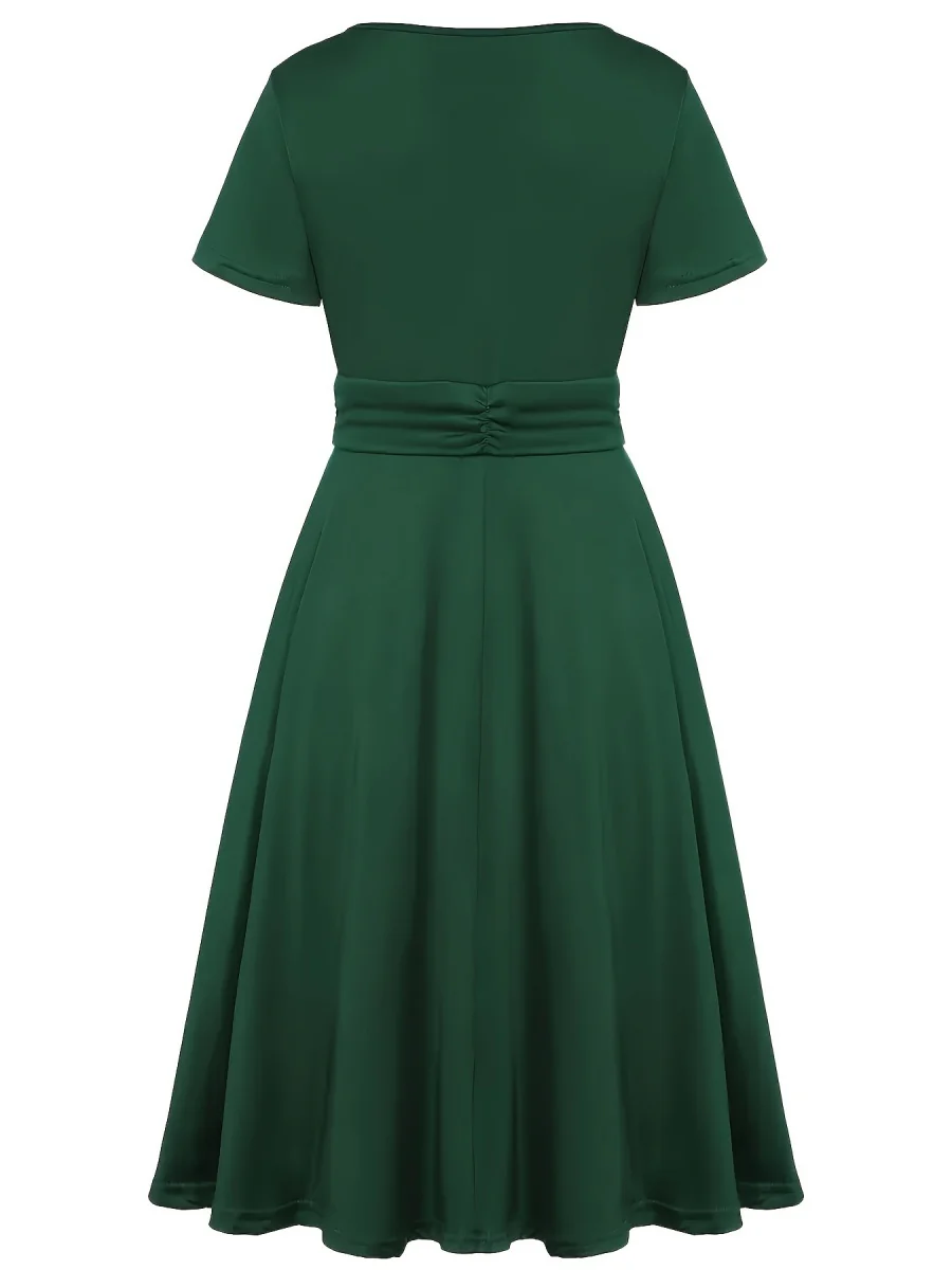 Grace Asymmetrical Knitting Large Skirt V-neck Midi Dresses - Image 9