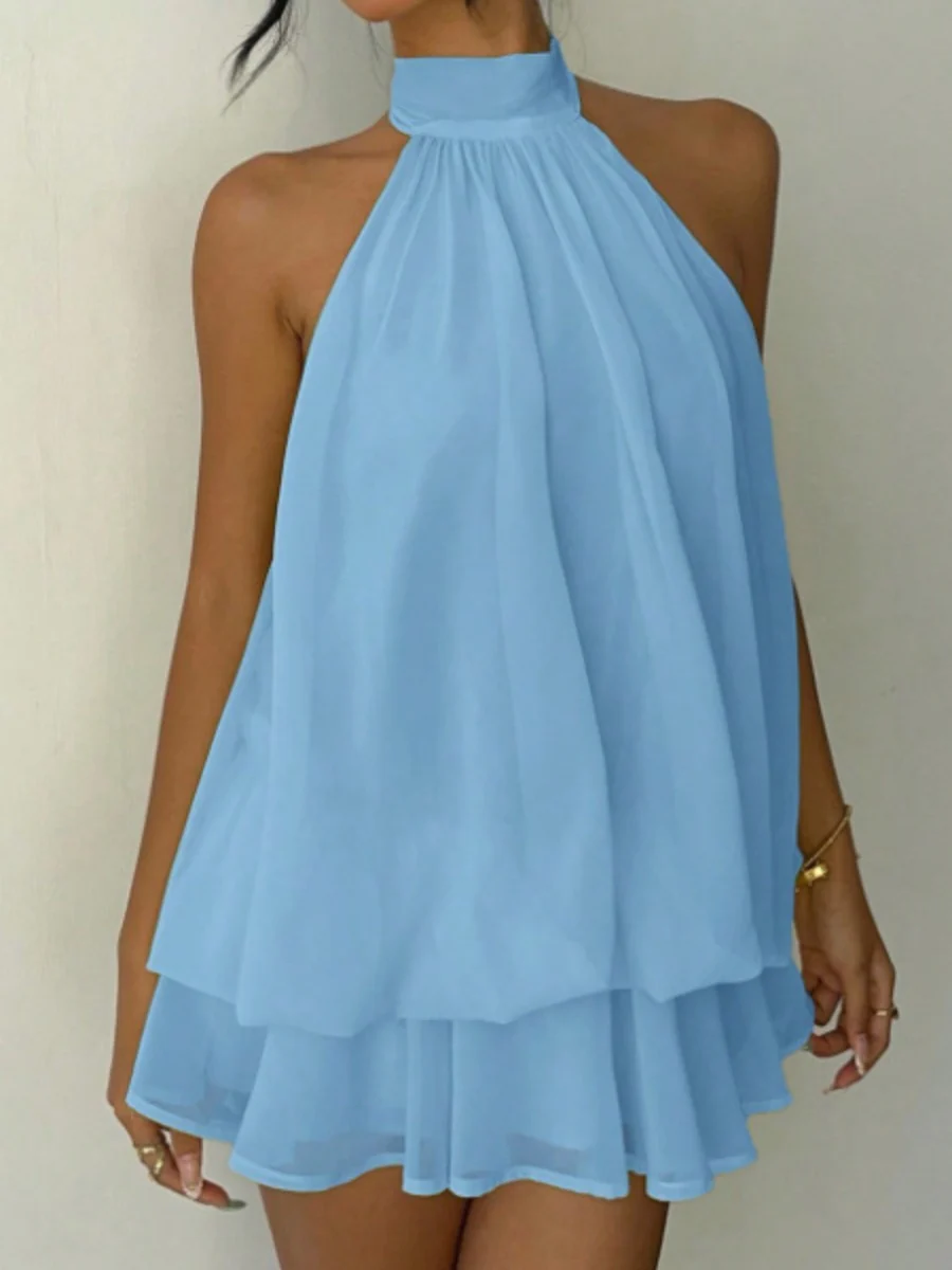 Halter Backless Lace Up Bud Polka Dots Mini&Short Dresses - Image 21