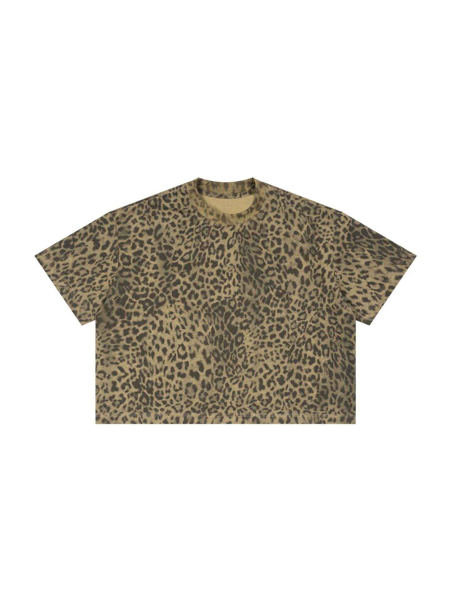 Loose-fit Cropped Leopard Print Printed T-shirt - Image 2