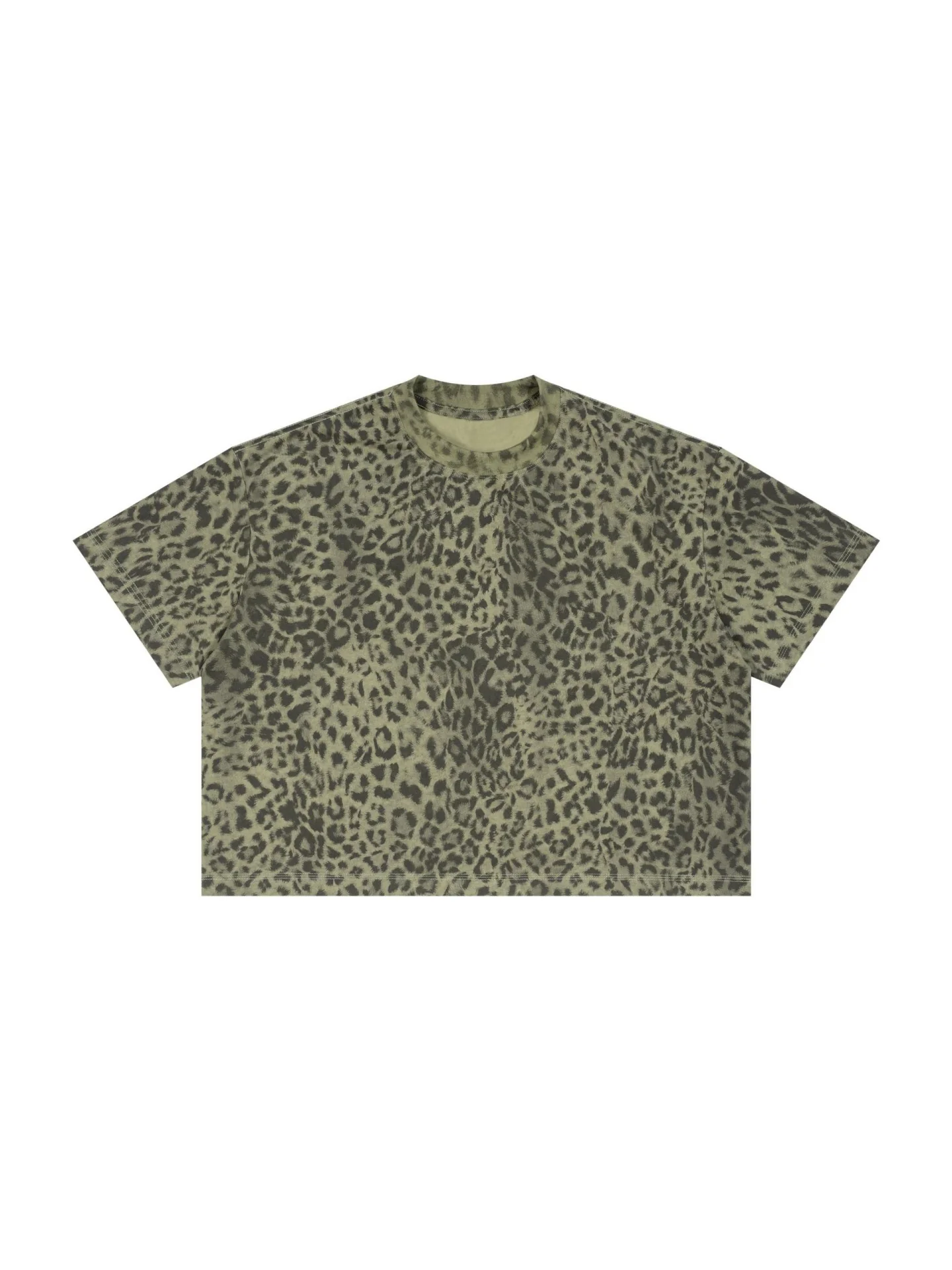 Loose-fit Cropped Leopard Print Printed T-shirt - Image 5