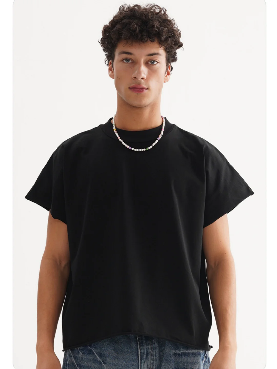 Boxy Boxy Rough Edge Solid Color T-shirt - Image 3