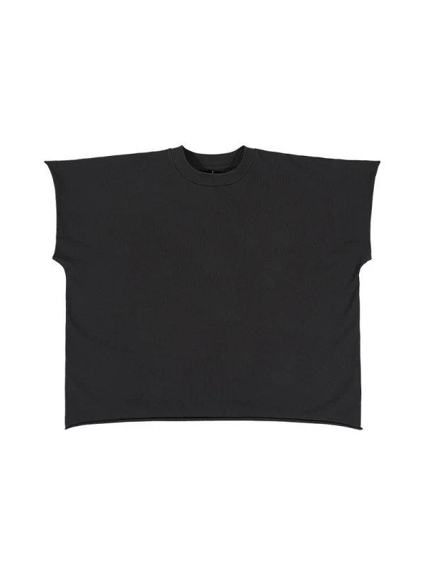Boxy Boxy Rough Edge Solid Color T-shirt - Image 4