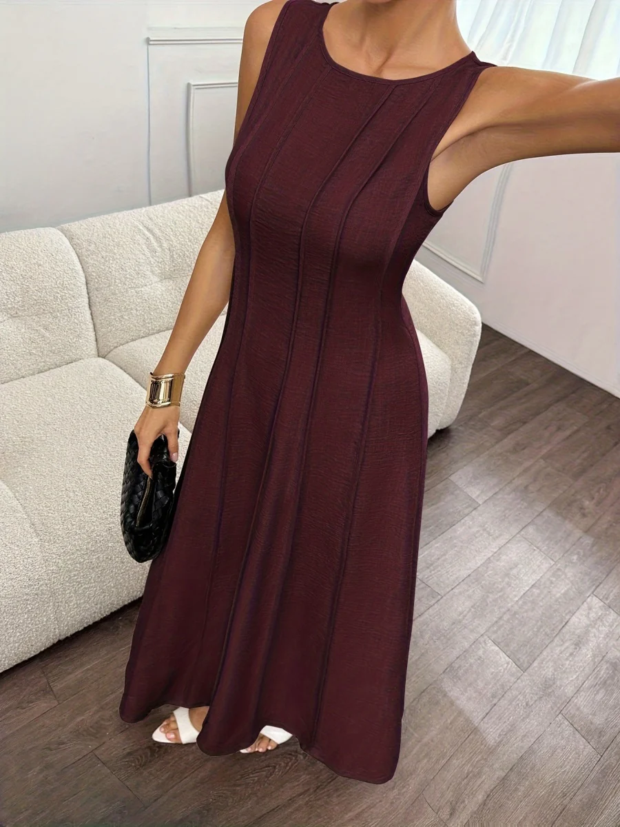 Sleeveless Temperament Gathering Grace Maxi Dresses - Image 5