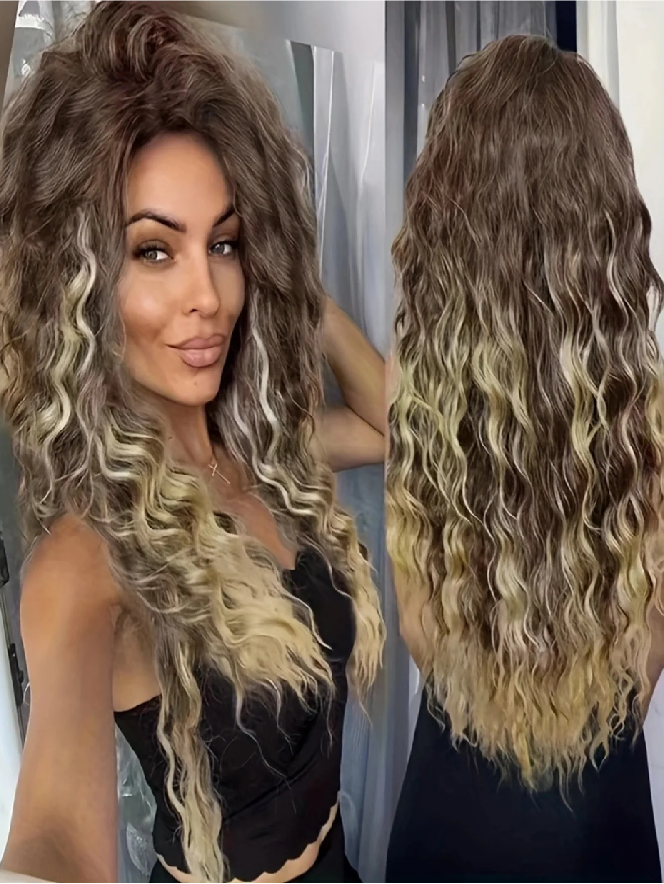 Long, Bouncy, Wavy Wig Made Of Synthetic Fibers - Image 5