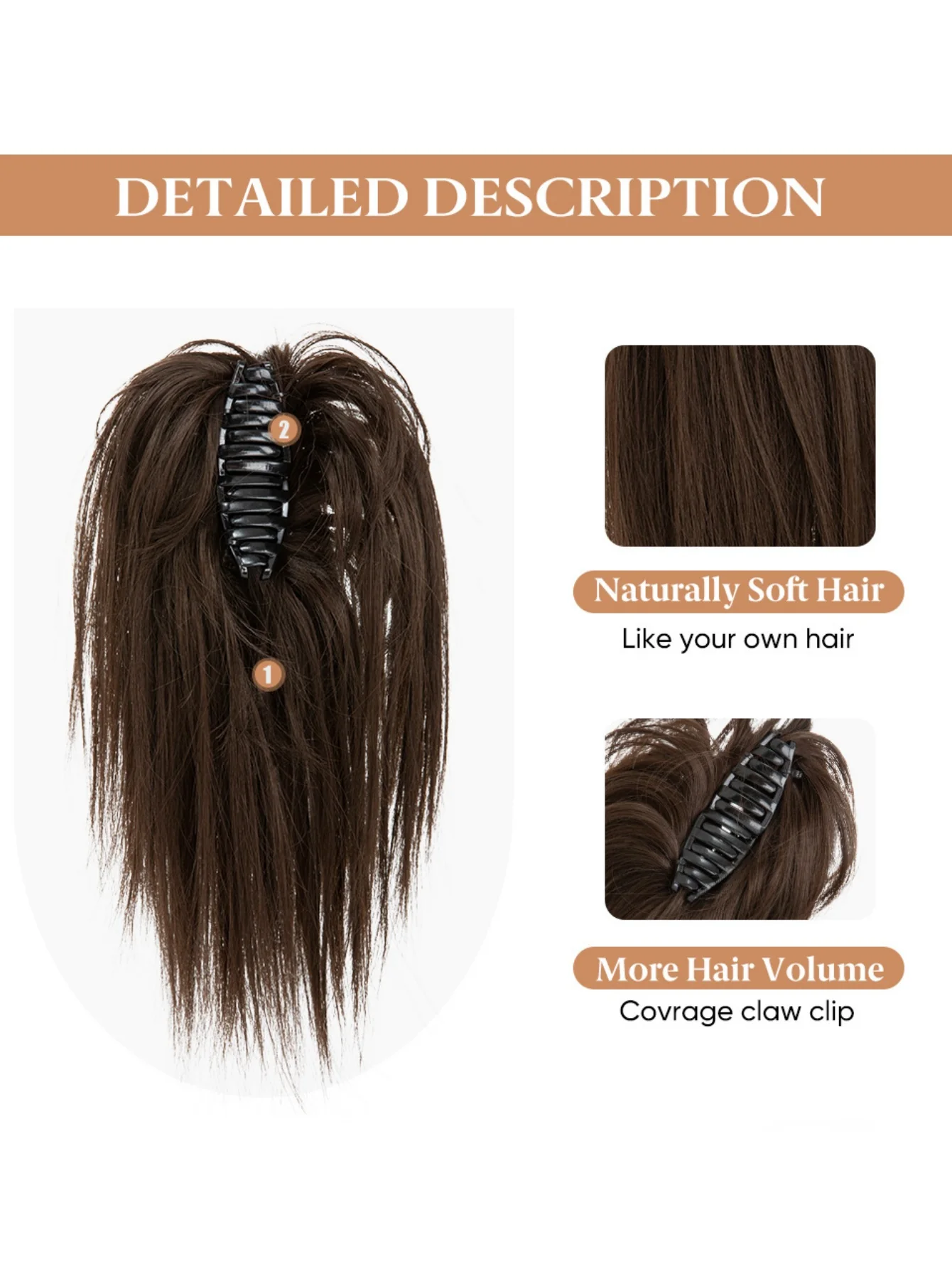 Ponytail Hair Clip Headpiece, Long Fringe Style High-temperature Silk Hair Clip Hair Tie Wig - Image 3