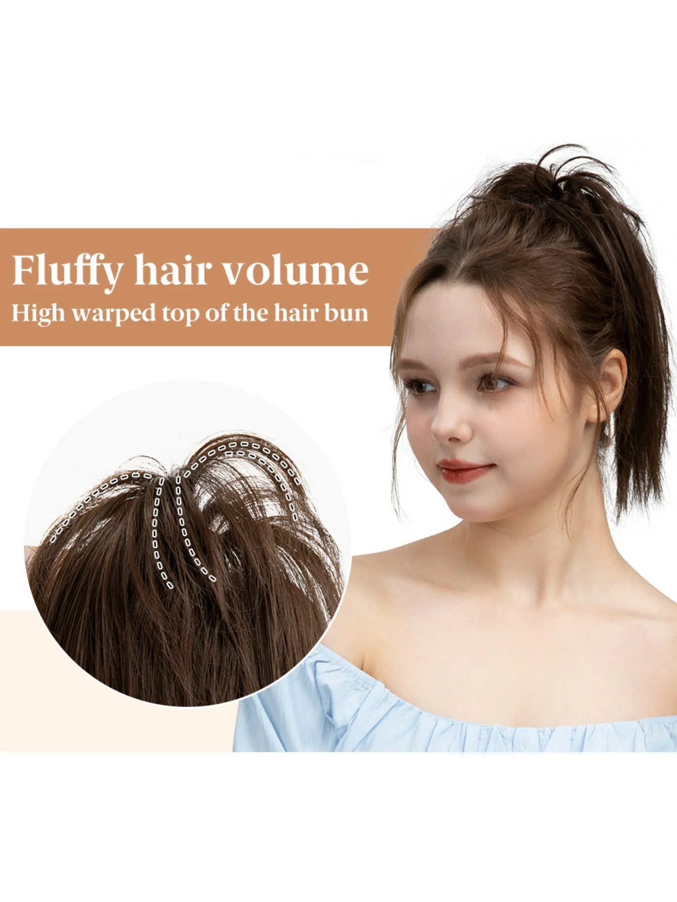 Ponytail Hair Clip Headpiece, Long Fringe Style High-temperature Silk Hair Clip Hair Tie Wig - Image 4