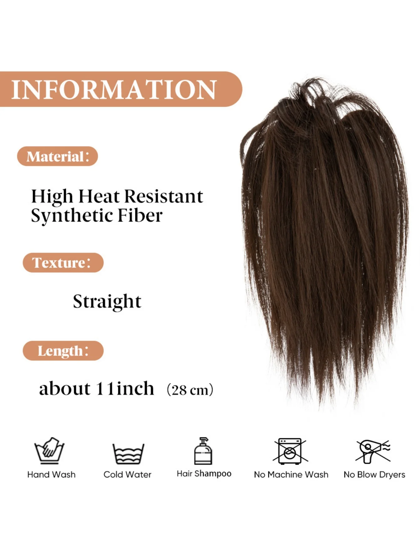 Ponytail Hair Clip Headpiece, Long Fringe Style High-temperature Silk Hair Clip Hair Tie Wig - Image 8