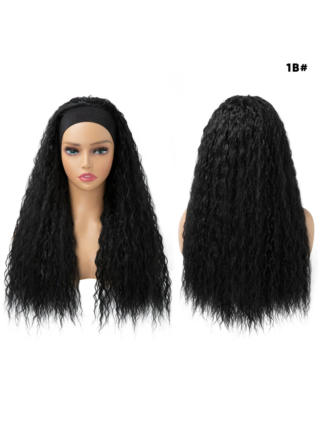 Long Curly Wool Hair With Half-head Wig Made Of Synthetic Fibers - Image 2