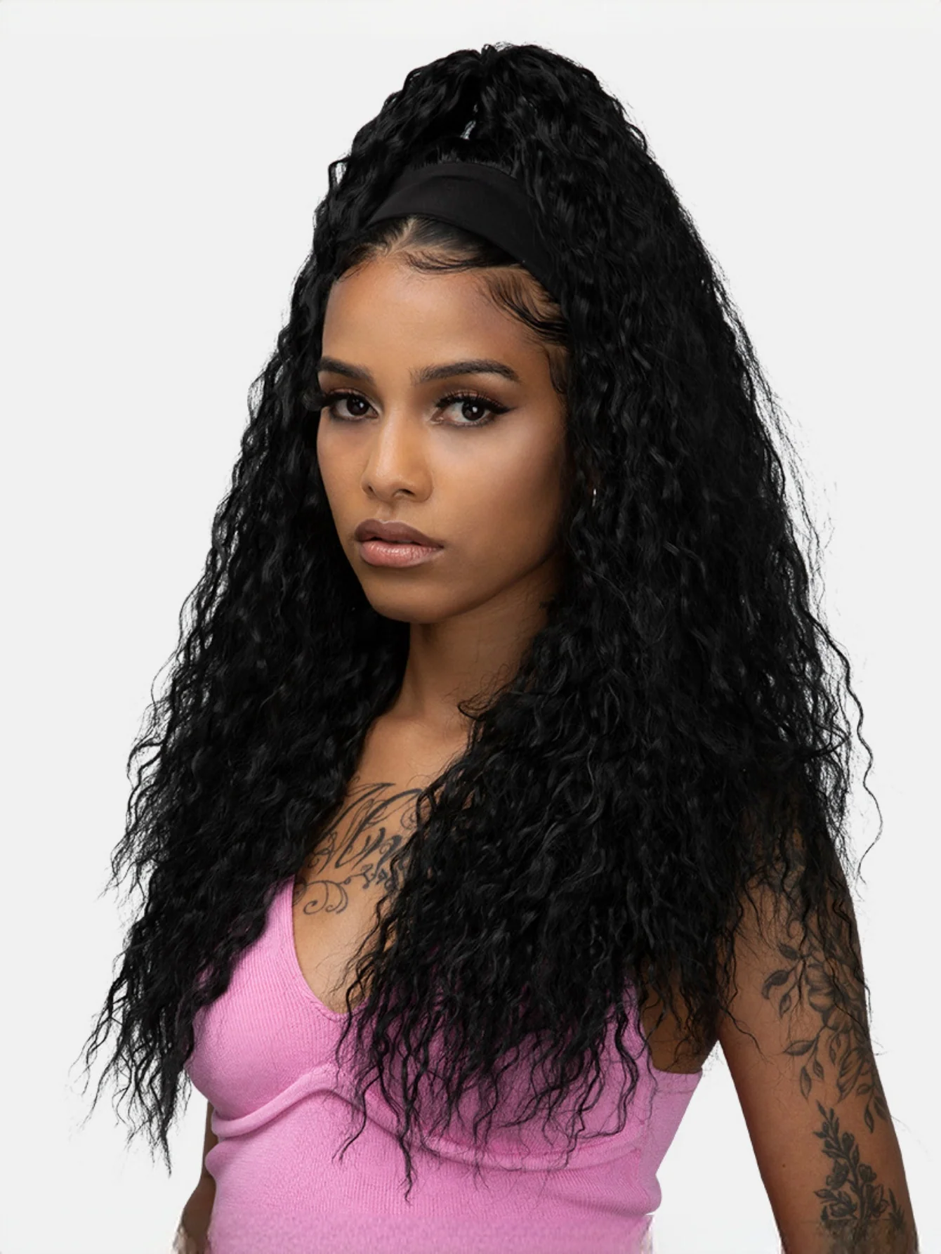Long Curly Wool Hair With Half-head Wig Made Of Synthetic Fibers - Image 3