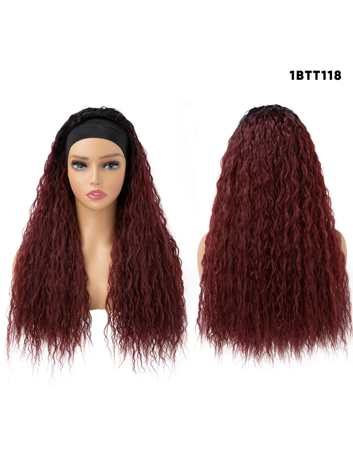 Long Curly Wool Hair With Half-head Wig Made Of Synthetic Fibers - Image 4