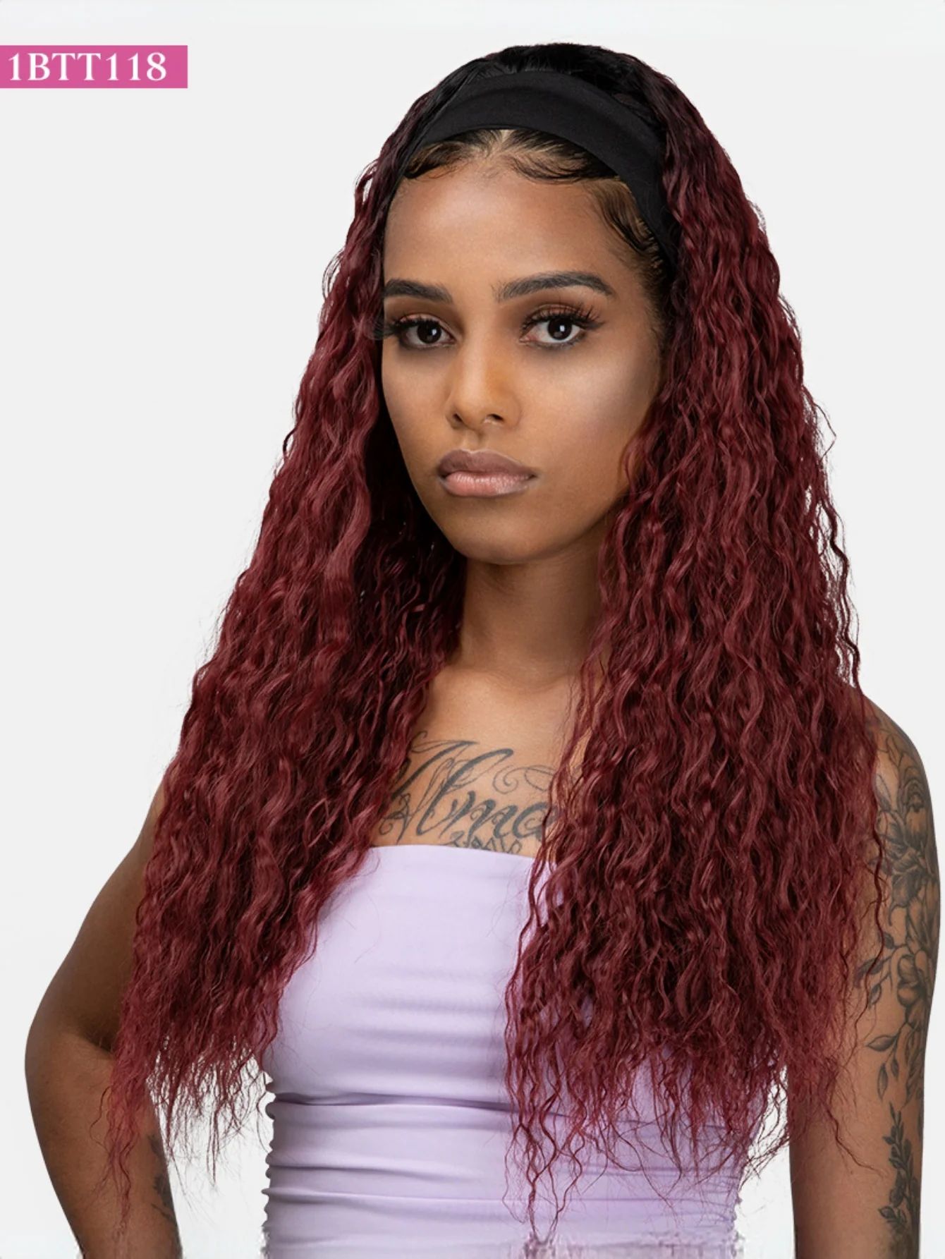 Long Curly Wool Hair With Half-head Wig Made Of Synthetic Fibers - Image 5