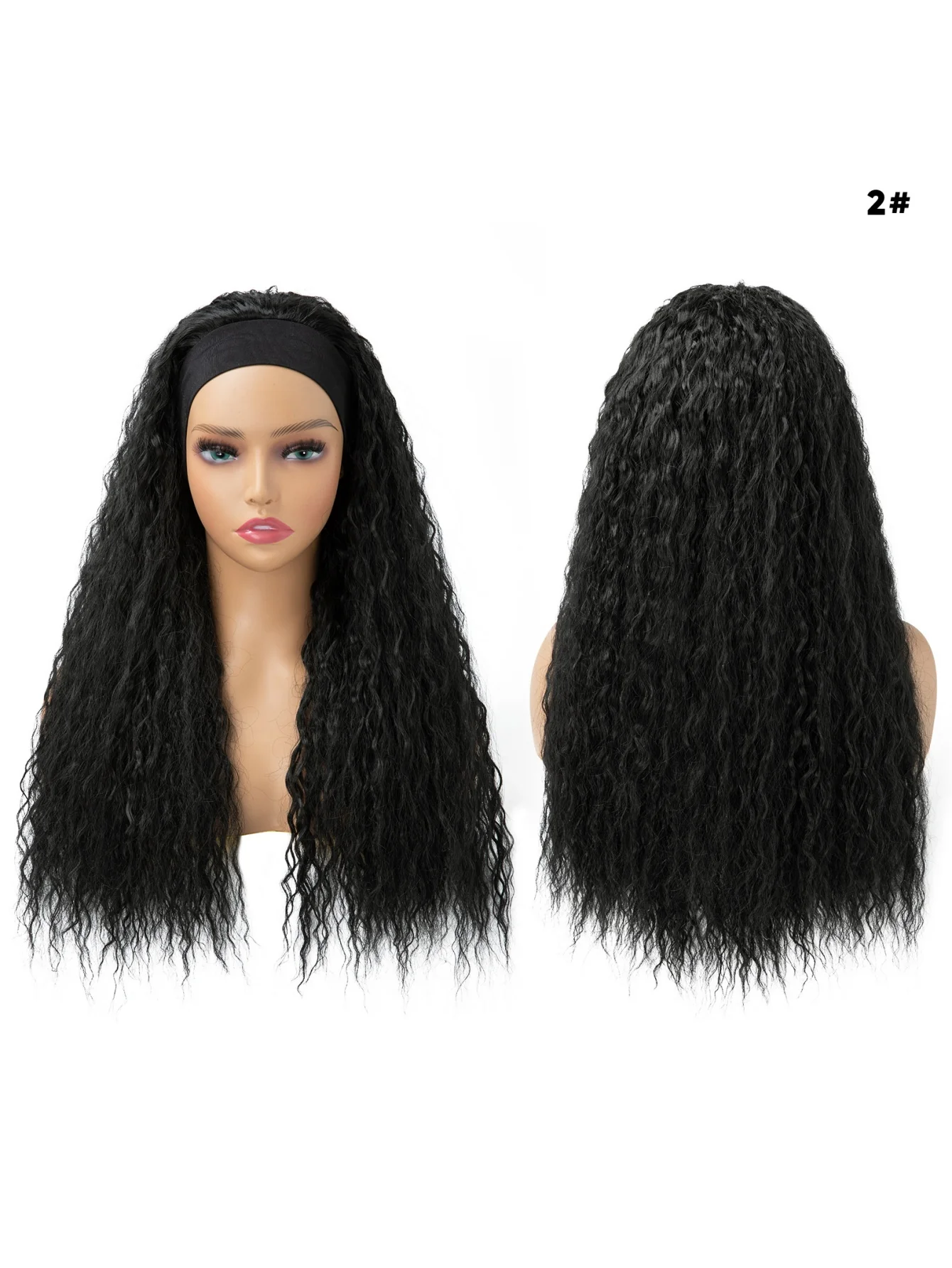 Long Curly Wool Hair With Half-head Wig Made Of Synthetic Fibers - Image 7