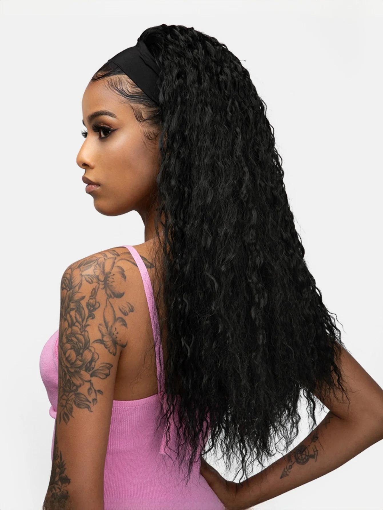 Long Curly Wool Hair With Half-head Wig Made Of Synthetic Fibers - Image 9