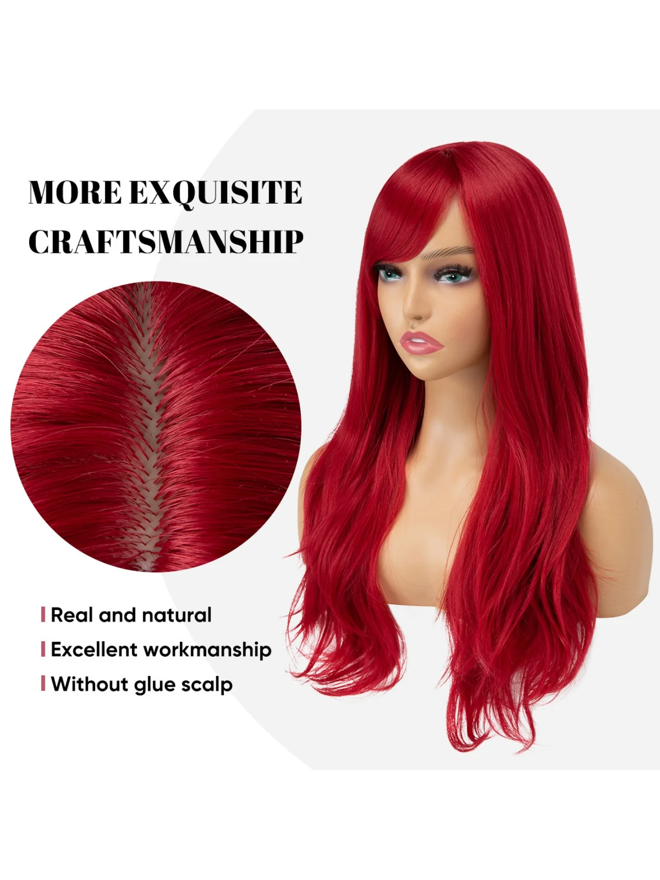 Long, Curly Hair With Side-swept Bangs, Full Head Of Synthetic High-temperature Silk Wig - Image 10