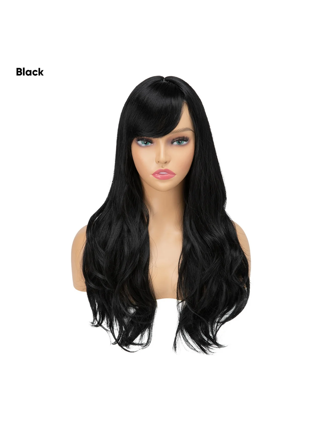 Long, Curly Hair With Side-swept Bangs, Full Head Of Synthetic High-temperature Silk Wig - Image 2