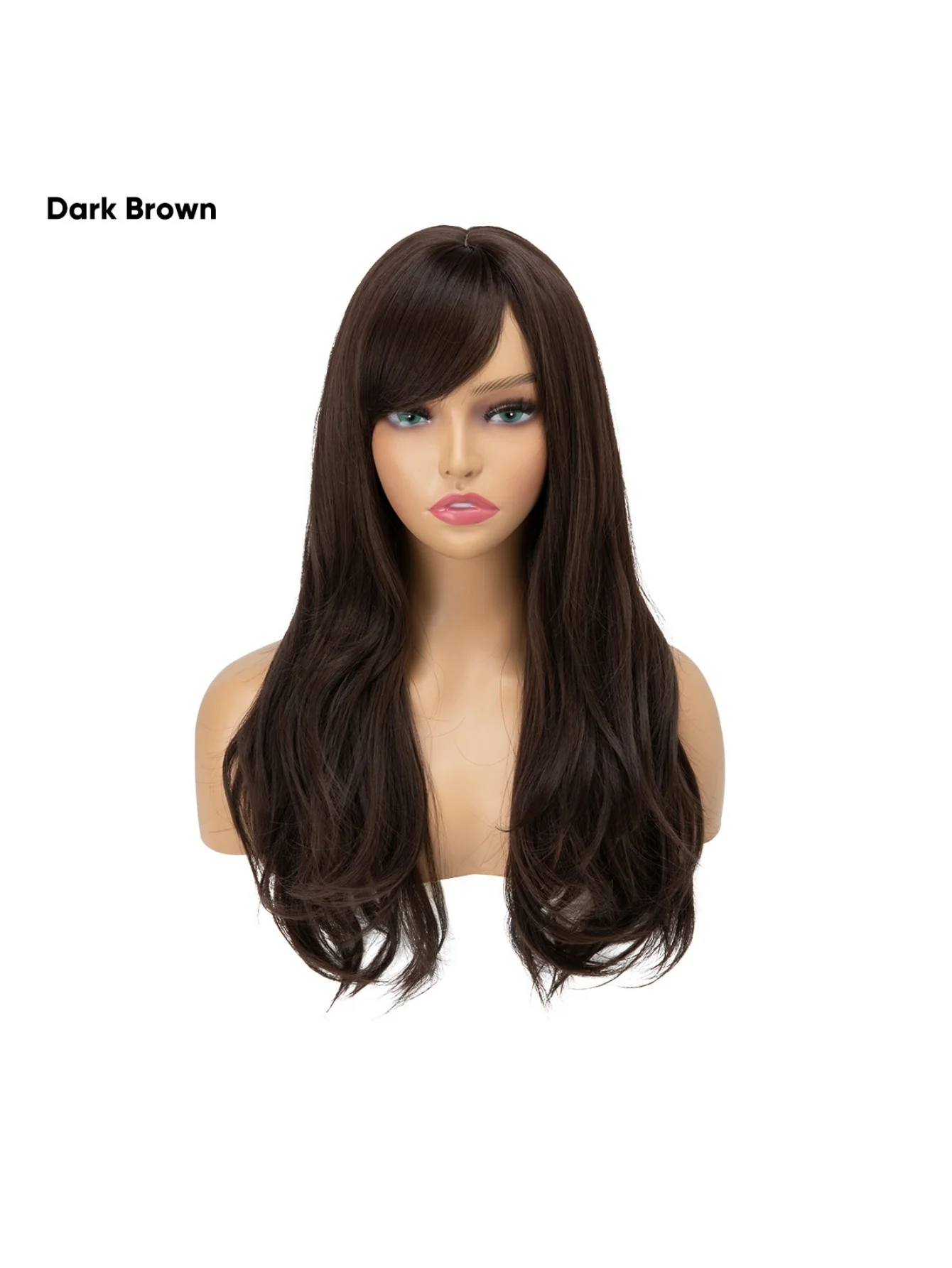 Long, Curly Hair With Side-swept Bangs, Full Head Of Synthetic High-temperature Silk Wig - Image 3