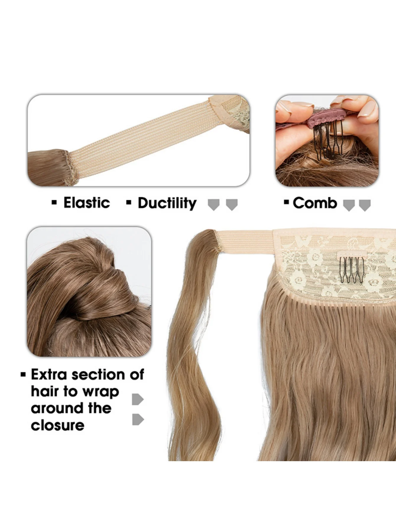 Long, Wavy, Natural Curl Wig With Wrap-around Design - Image 6