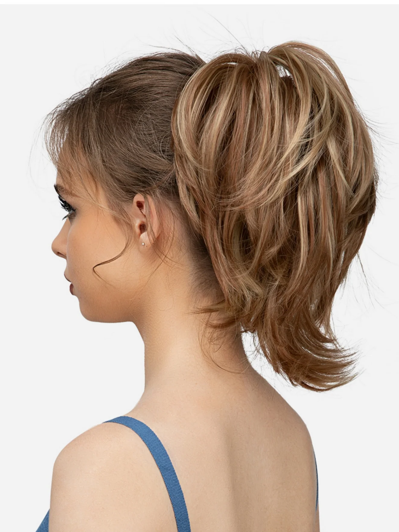 Short, Curled Ponytail Wig With Clip