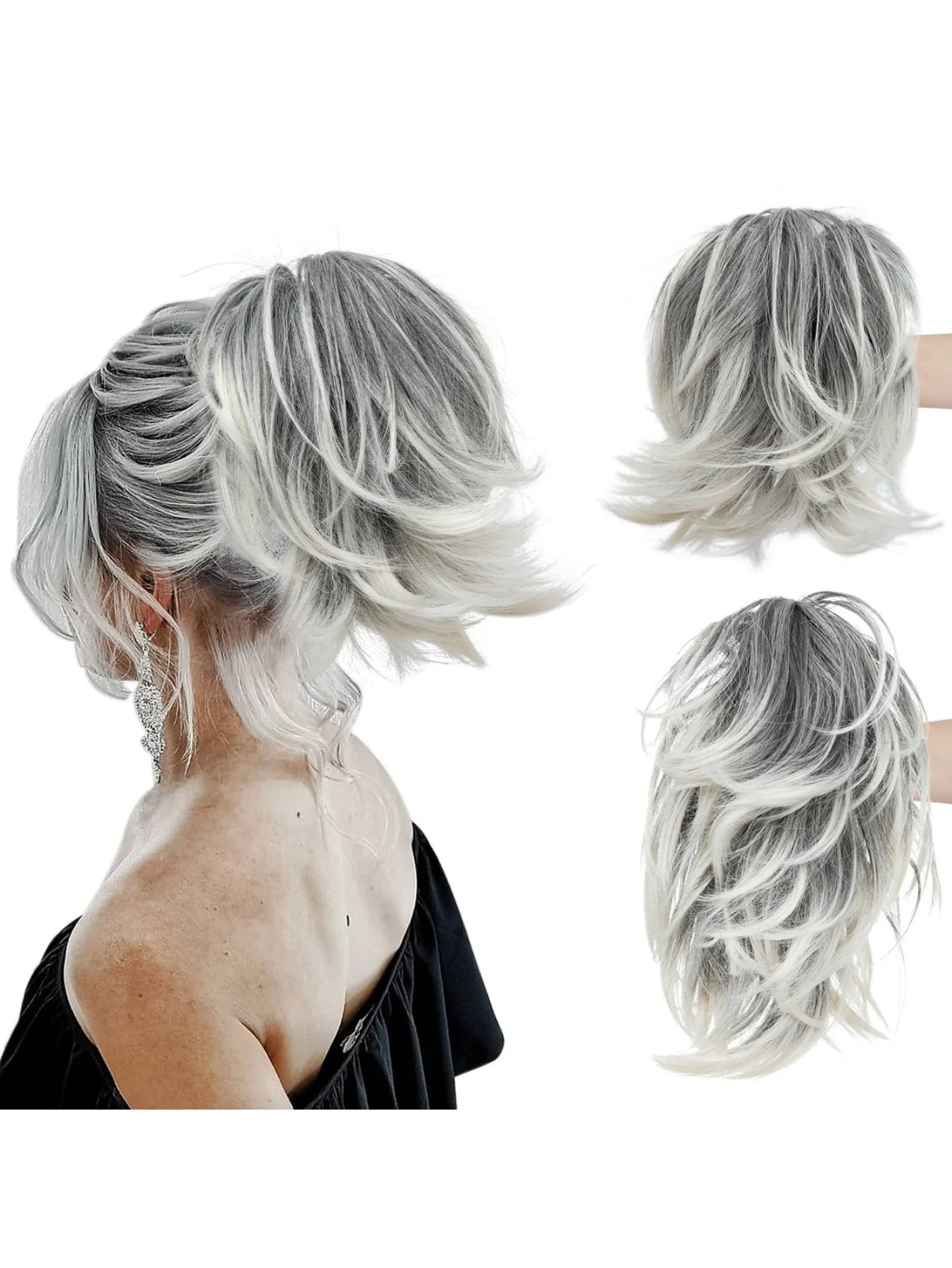 Short, Curled Ponytail Wig With Clip - Image 10