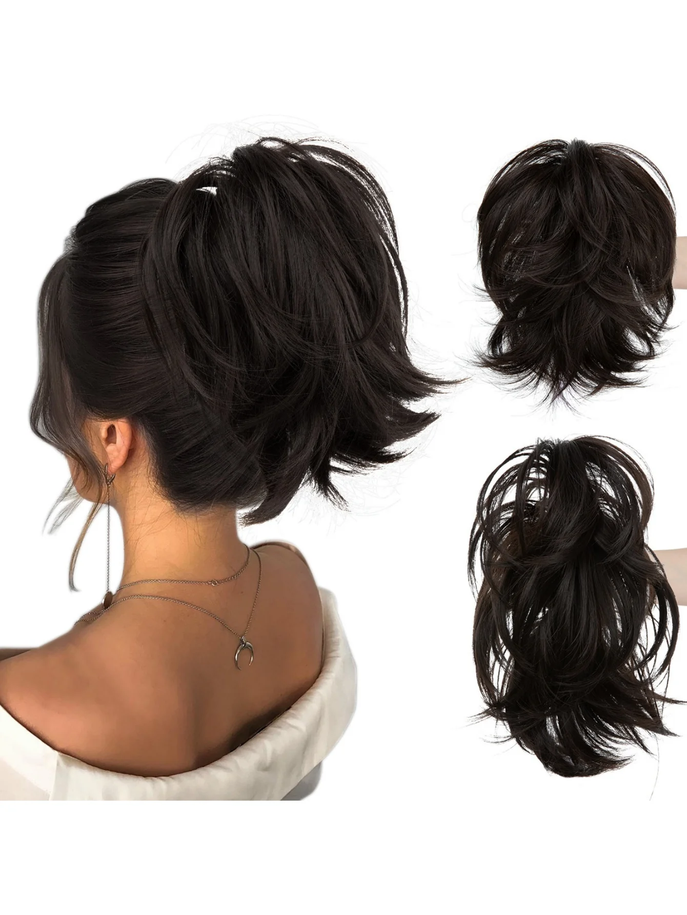 Short, Curled Ponytail Wig With Clip - Image 12