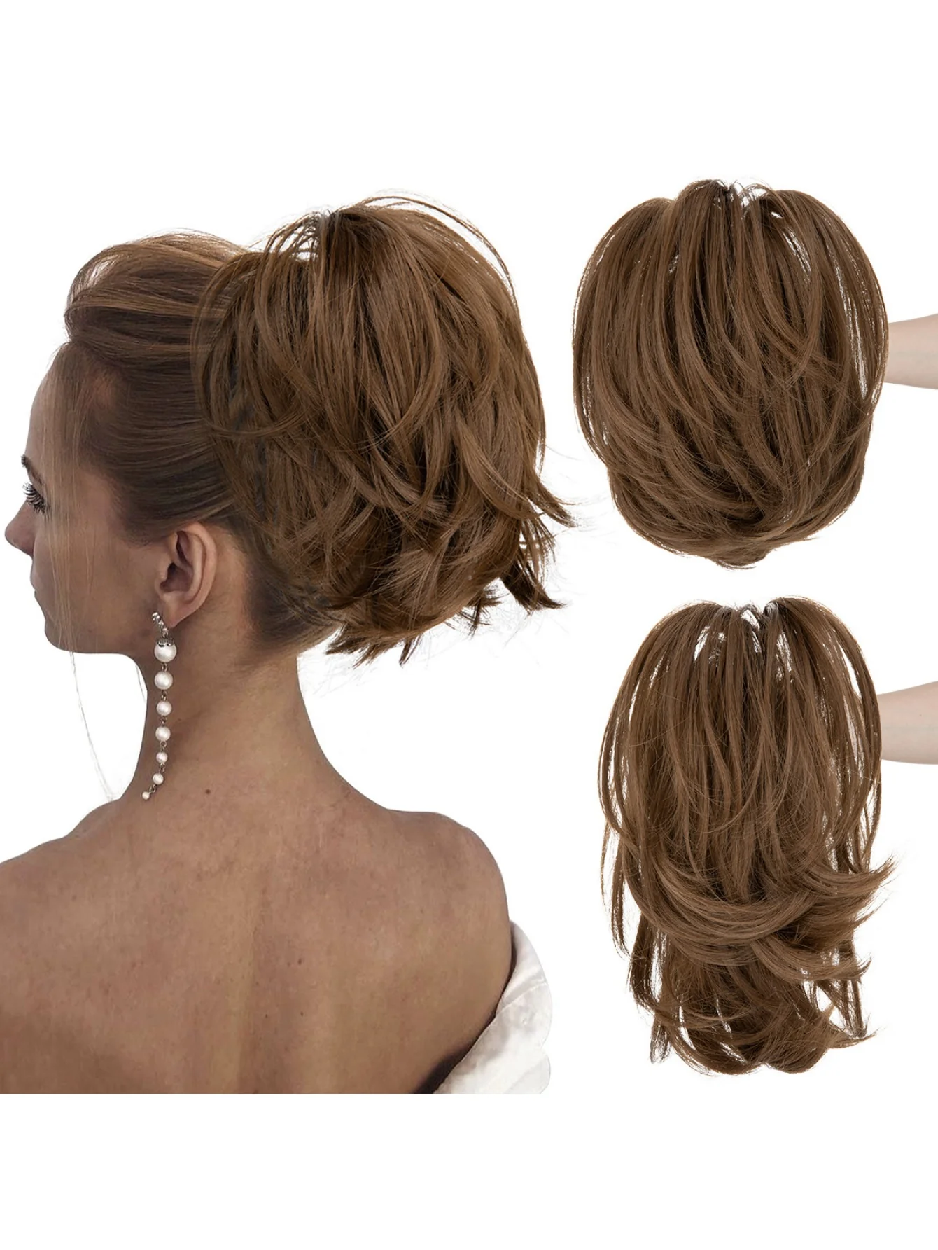 Short, Curled Ponytail Wig With Clip - Image 17
