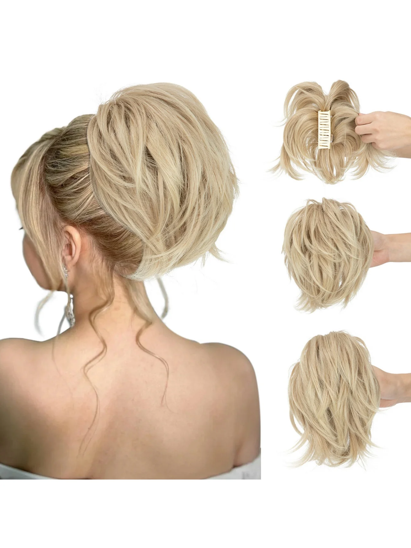 Short, Curled Ponytail Wig With Clip - Image 22
