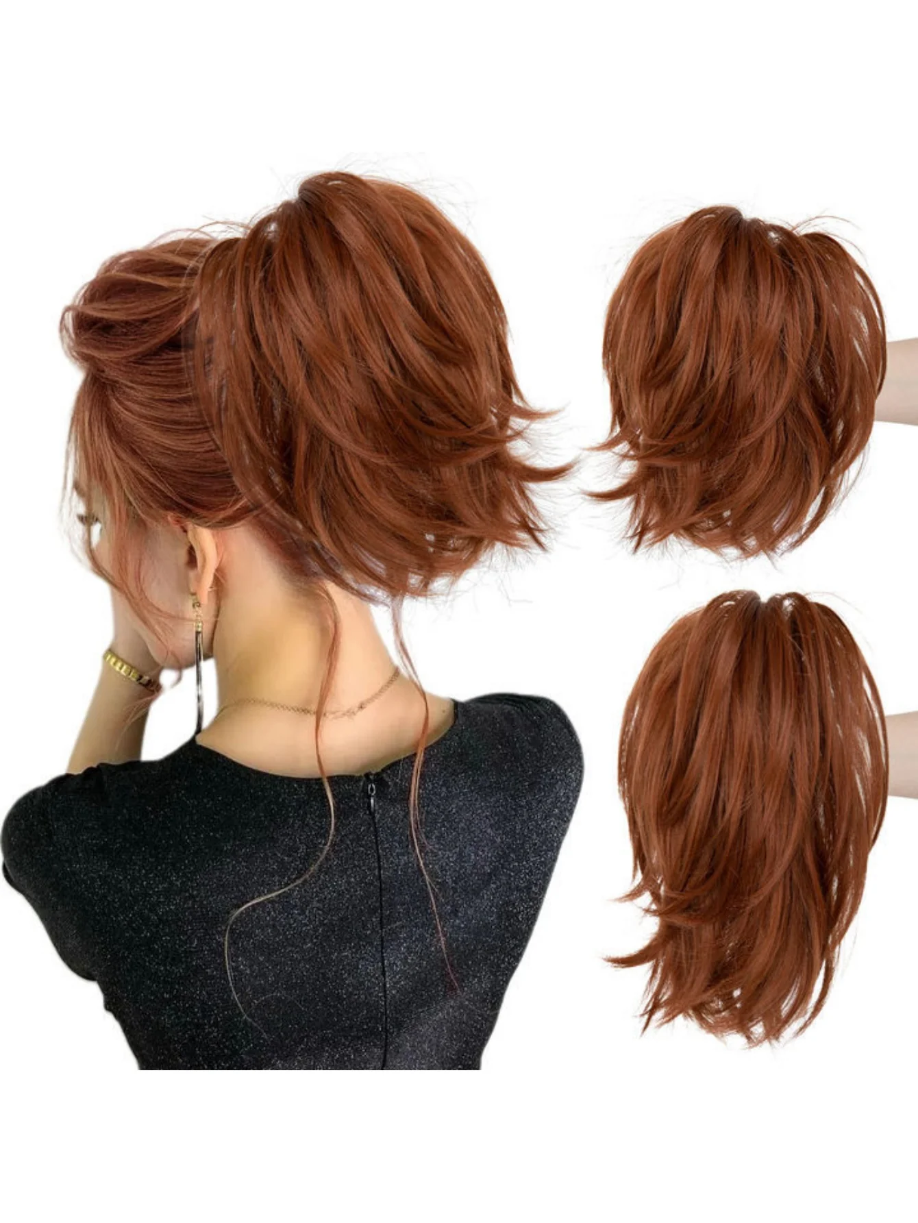 Short, Curled Ponytail Wig With Clip - Image 25