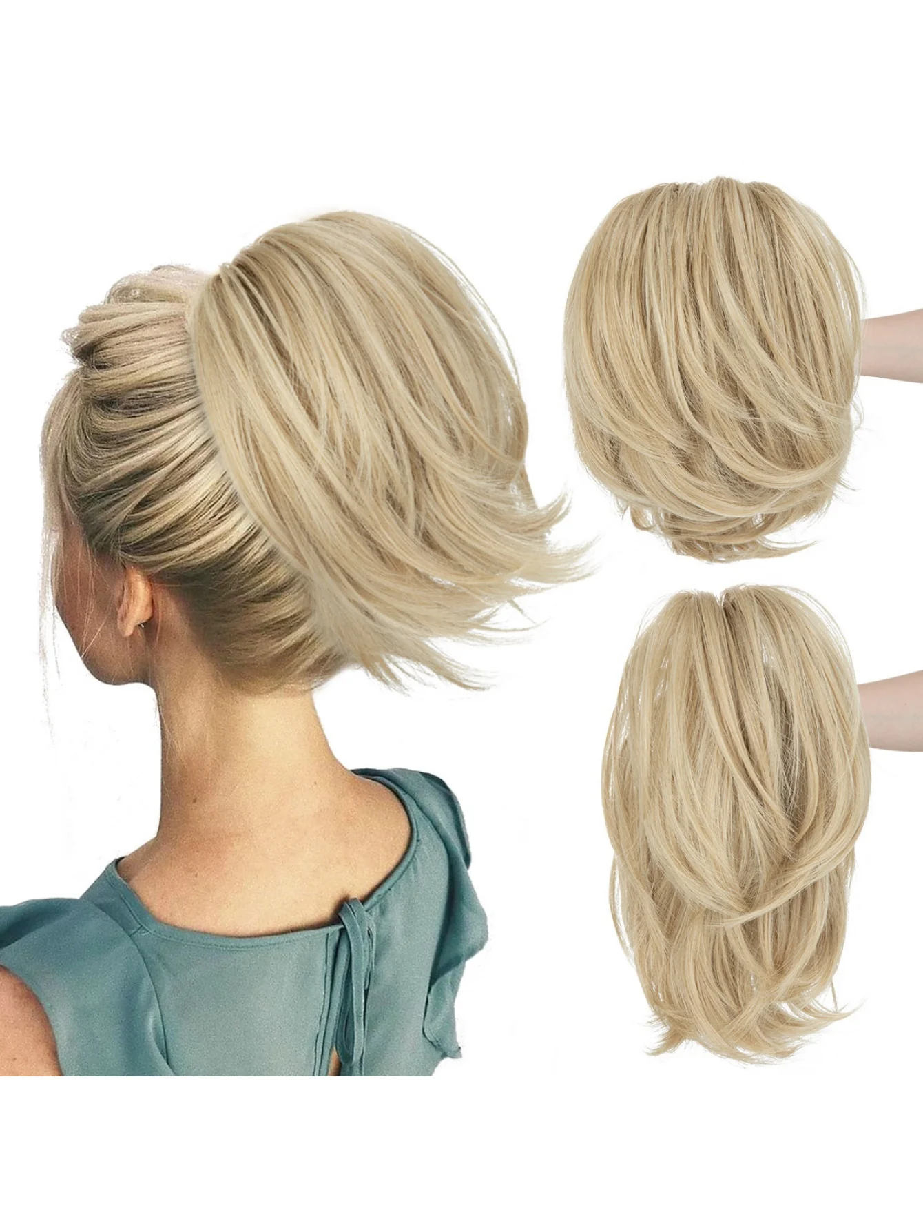 Short, Curled Ponytail Wig With Clip - Image 26