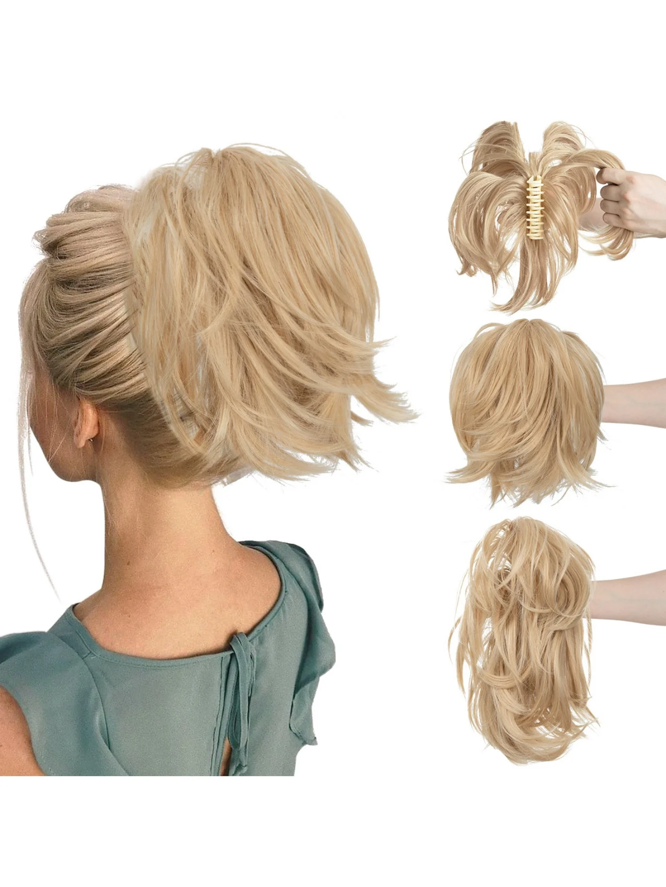 Short, Curled Ponytail Wig With Clip - Image 27