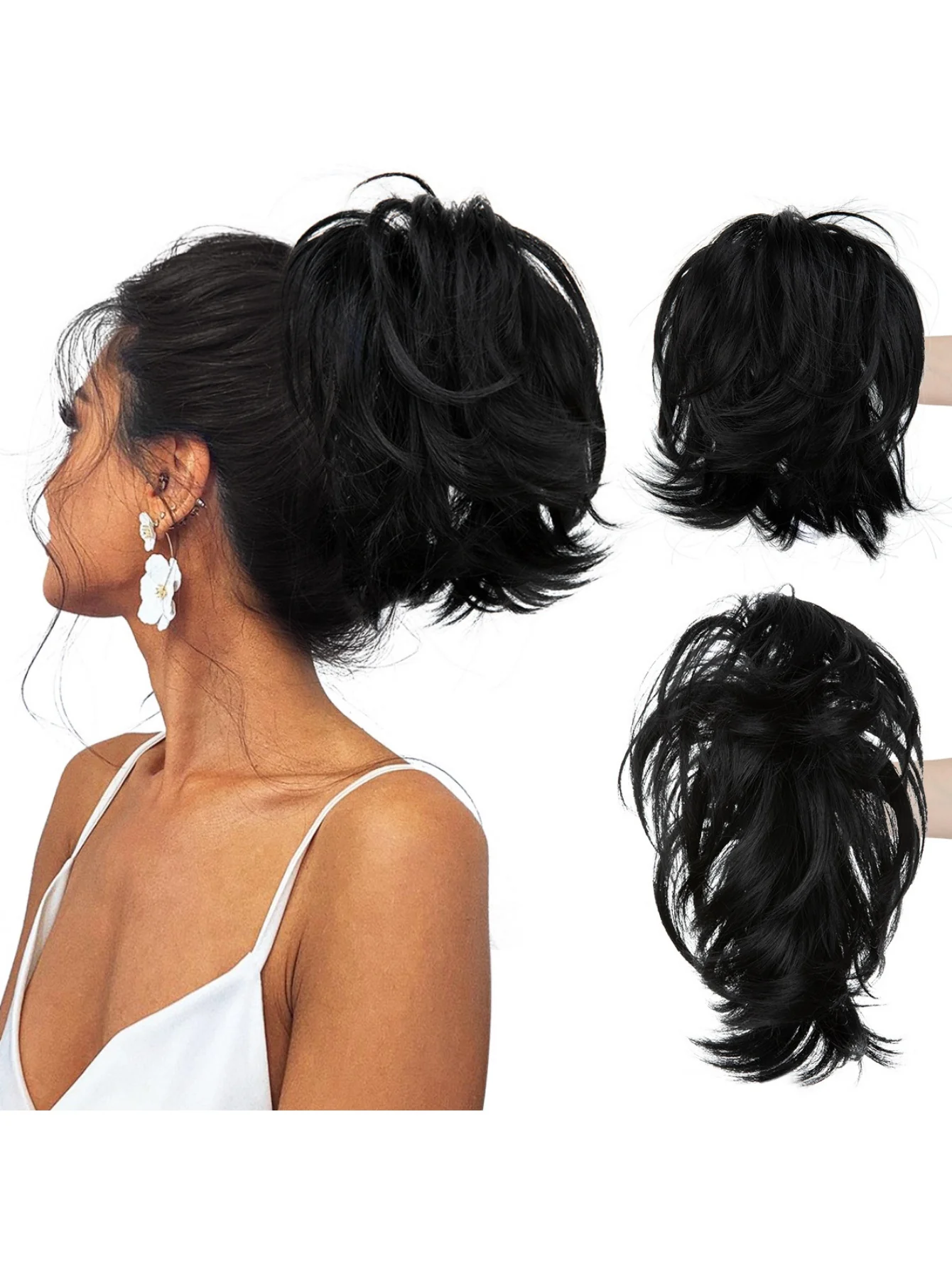 Short, Curled Ponytail Wig With Clip - Image 9