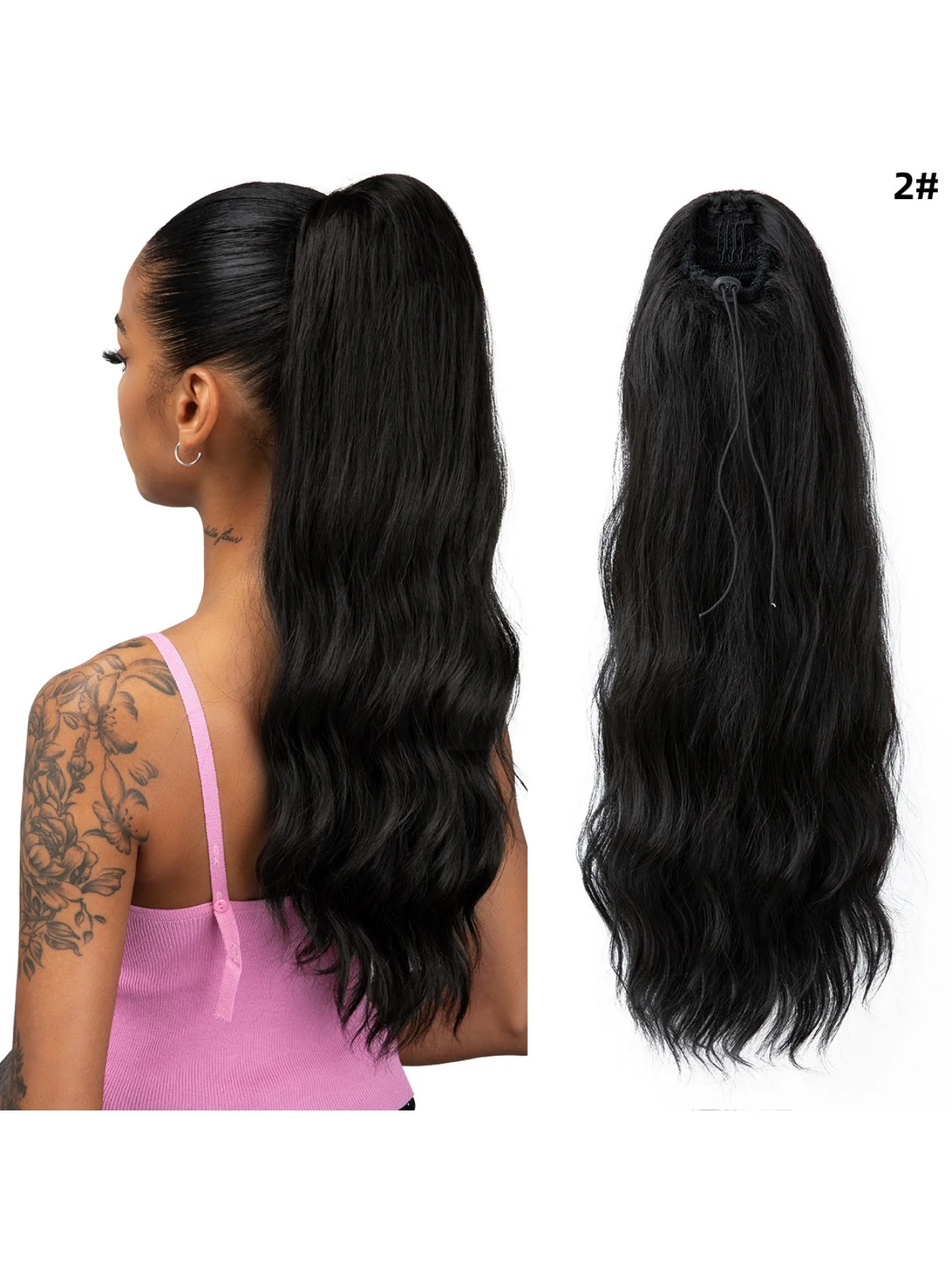 Pull-cord Hair Tie Water Ripple High-temperature Silk Ponytail Wig - Image 10
