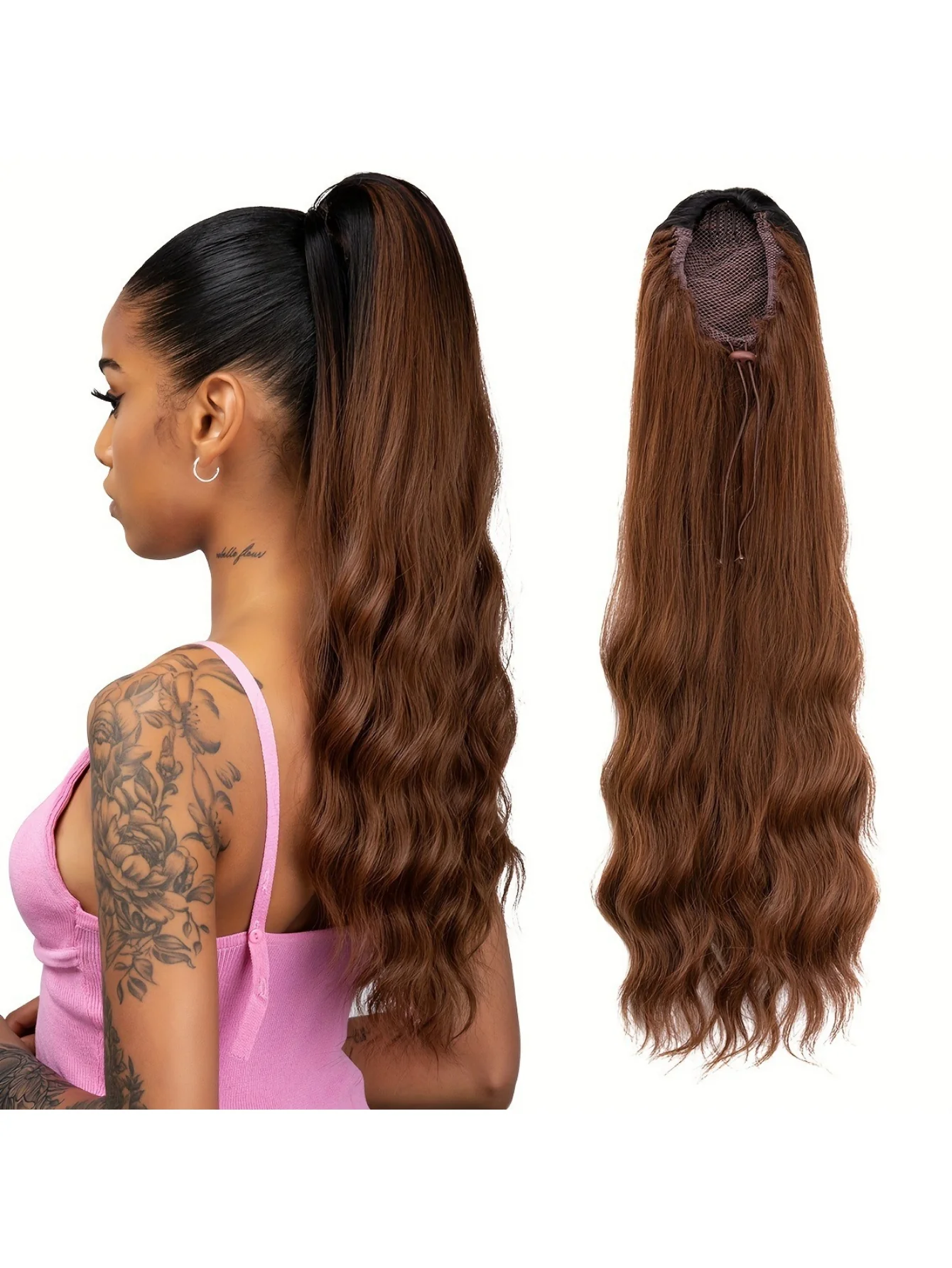 Pull-cord Hair Tie Water Ripple High-temperature Silk Ponytail Wig - Image 13
