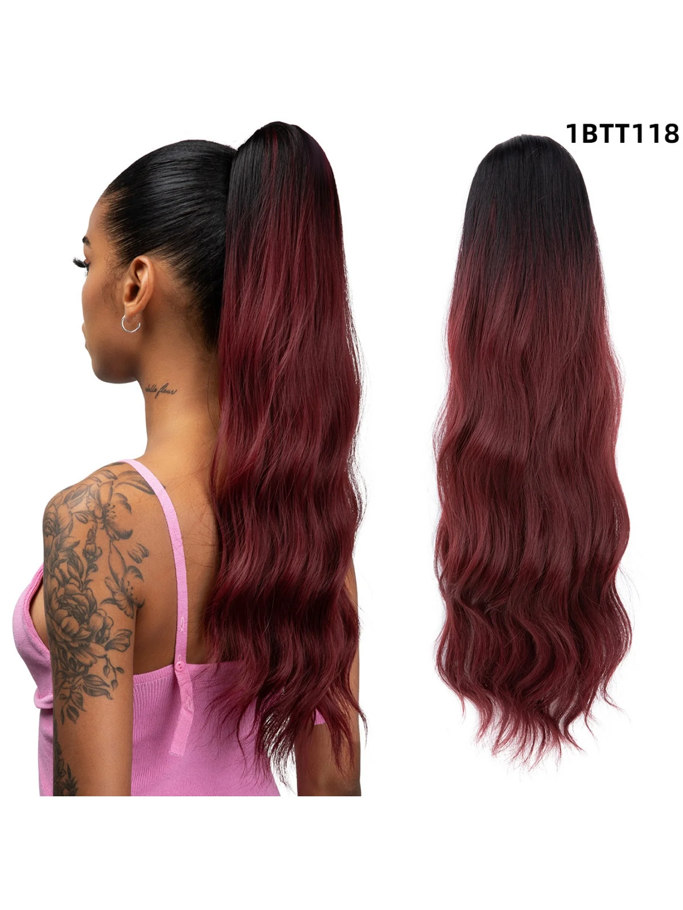 Pull-cord Hair Tie Water Ripple High-temperature Silk Ponytail Wig - Image 2