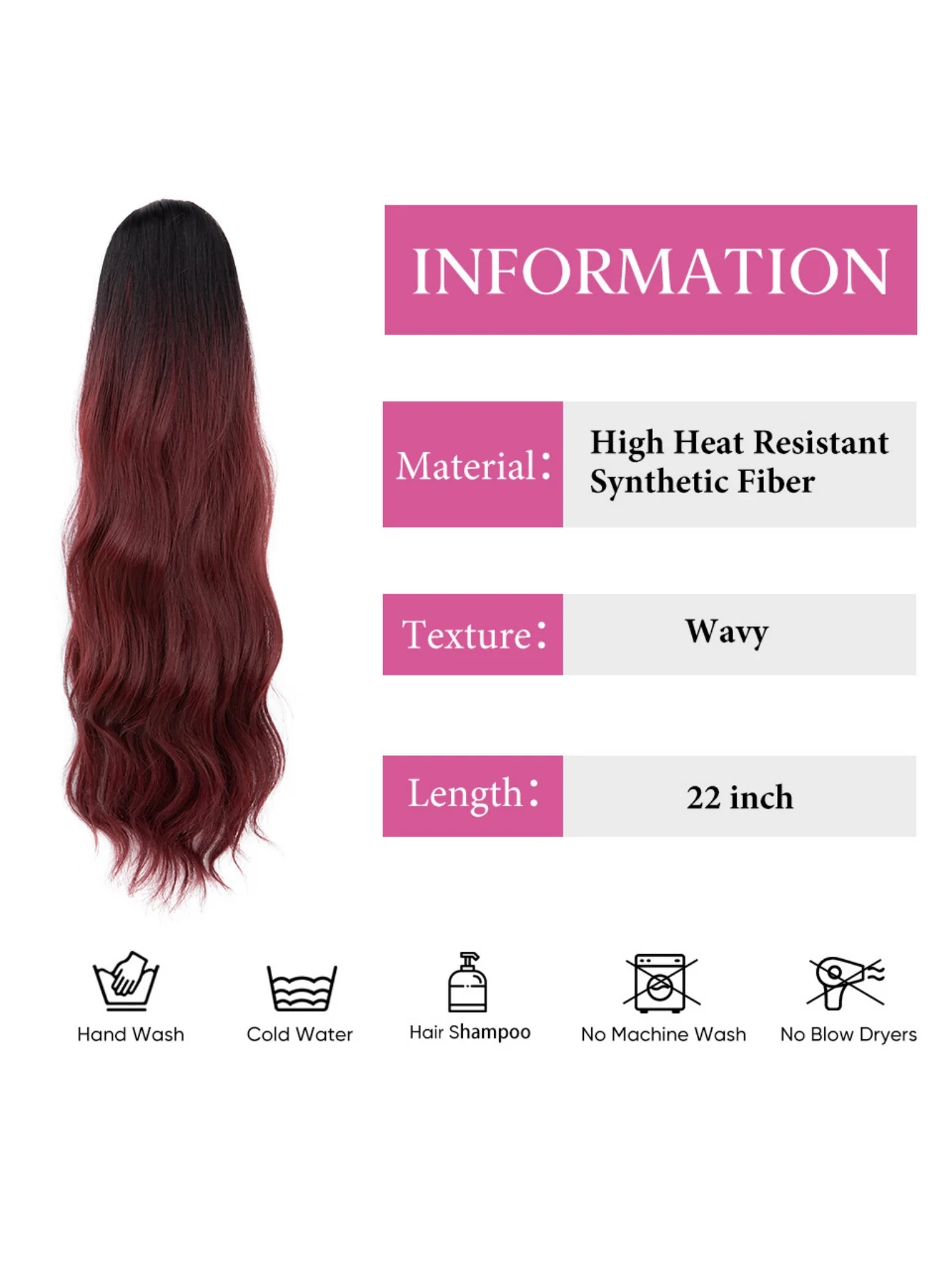 Pull-cord Hair Tie Water Ripple High-temperature Silk Ponytail Wig - Image 3